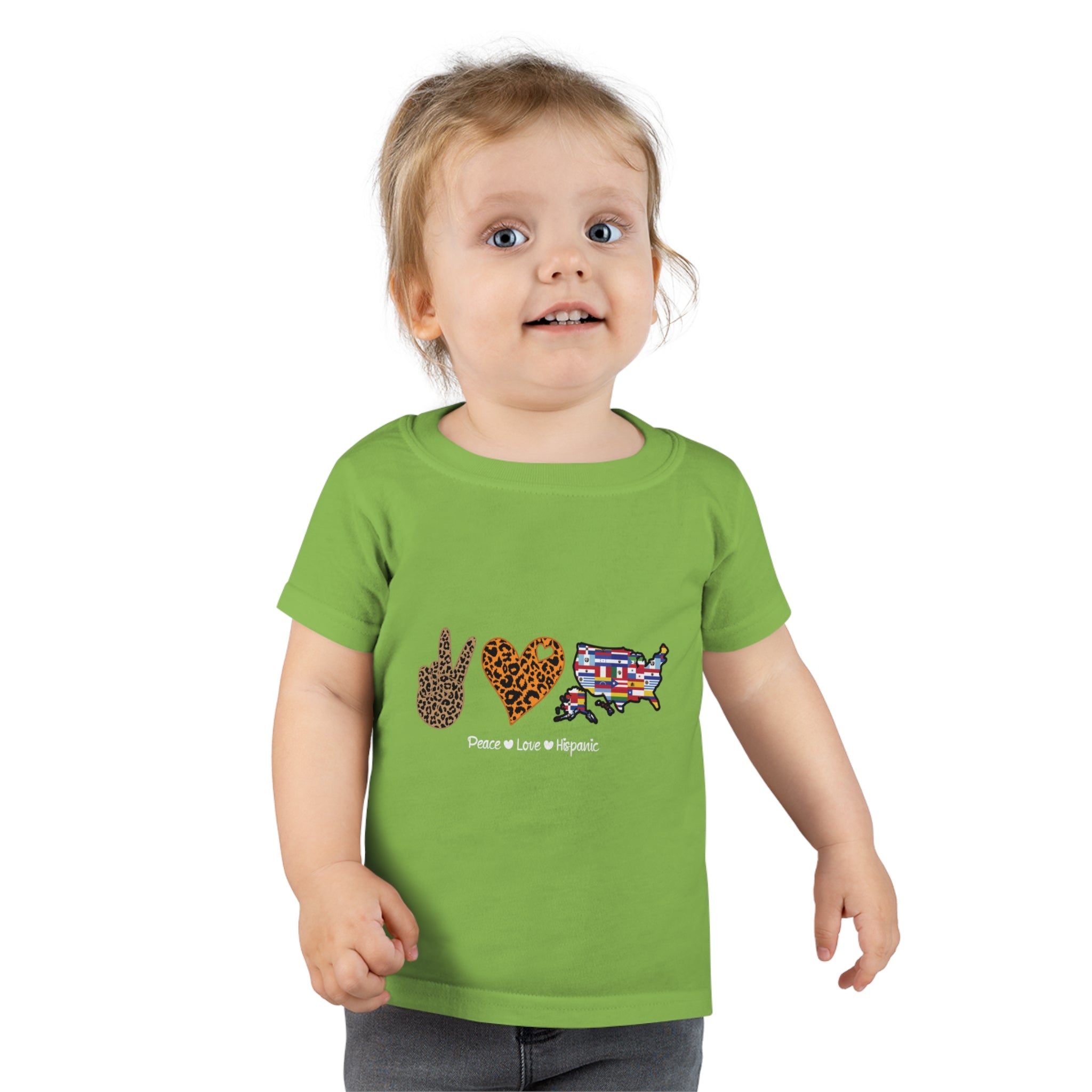 Leopard Peace, Love, Hispanic - Hispanic Heritage Month Toddler T-shirt