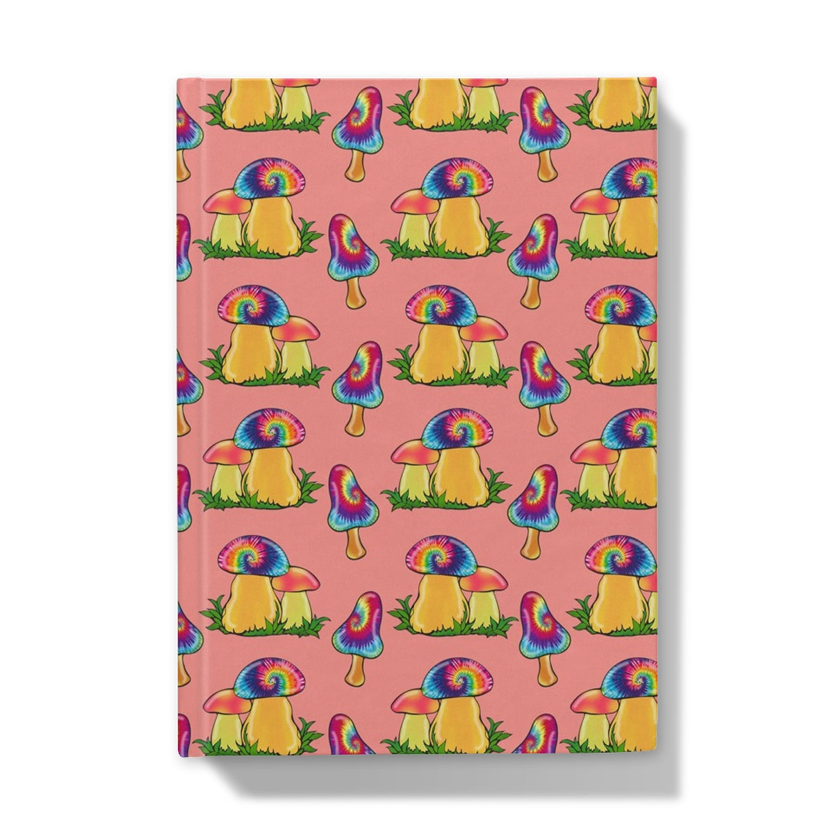 Retro Mushroom Pattern - Pink Hardback Journal