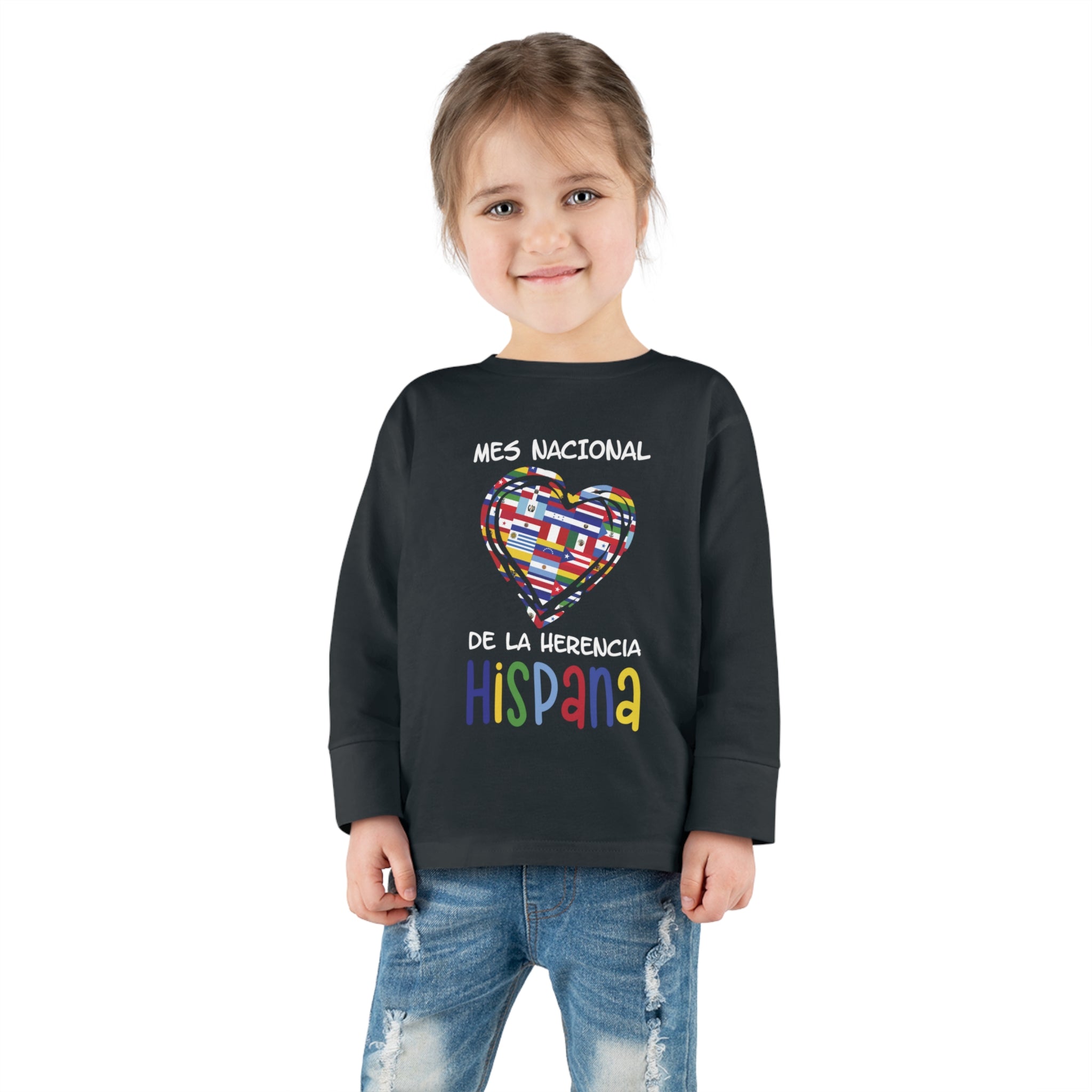 Mes Nacional Heart - Hispanic Heritage Month Toddler Long Sleeve Tee