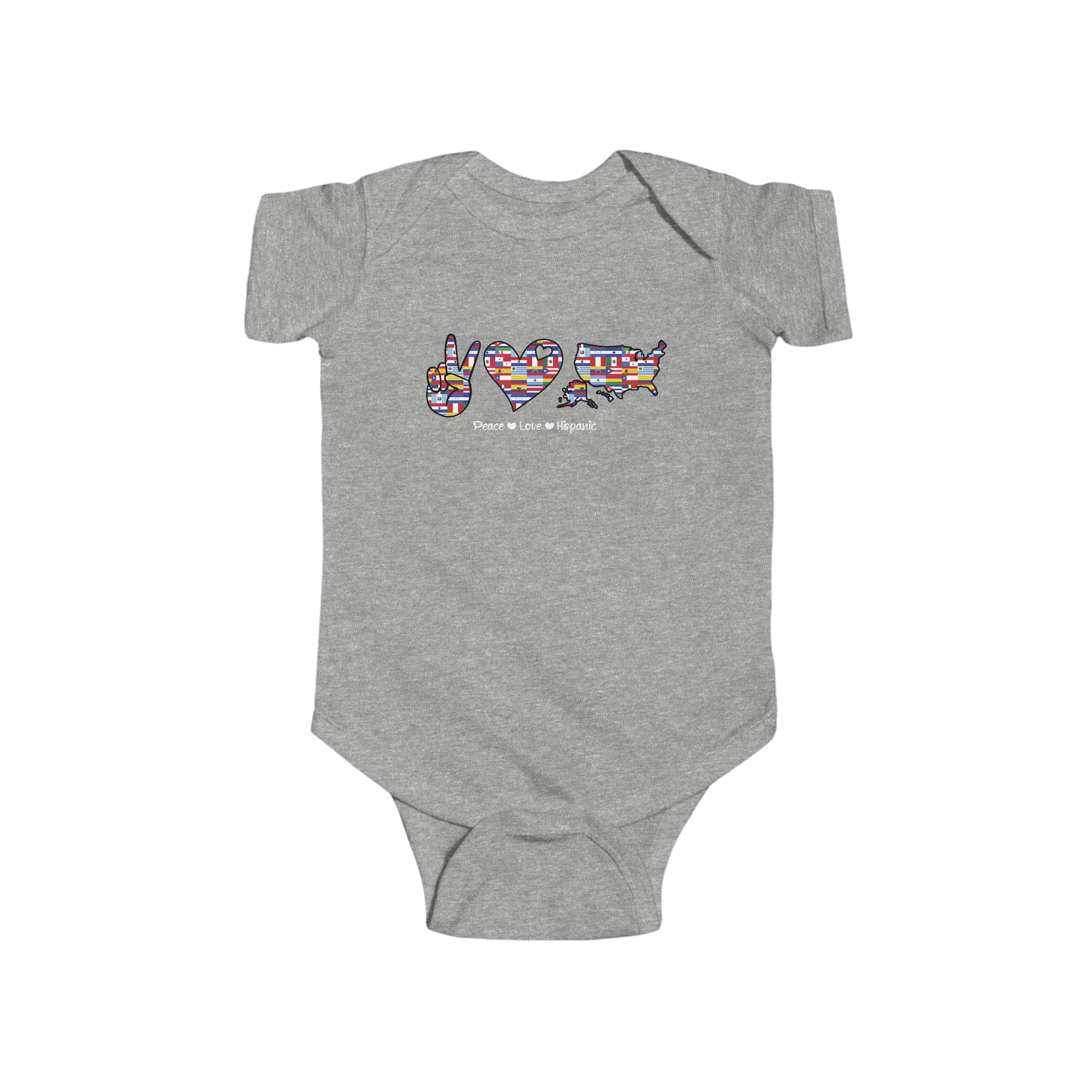 Peace, Love,  Hispanic - Hispanic Heritage Month Infant  Bodysuit
