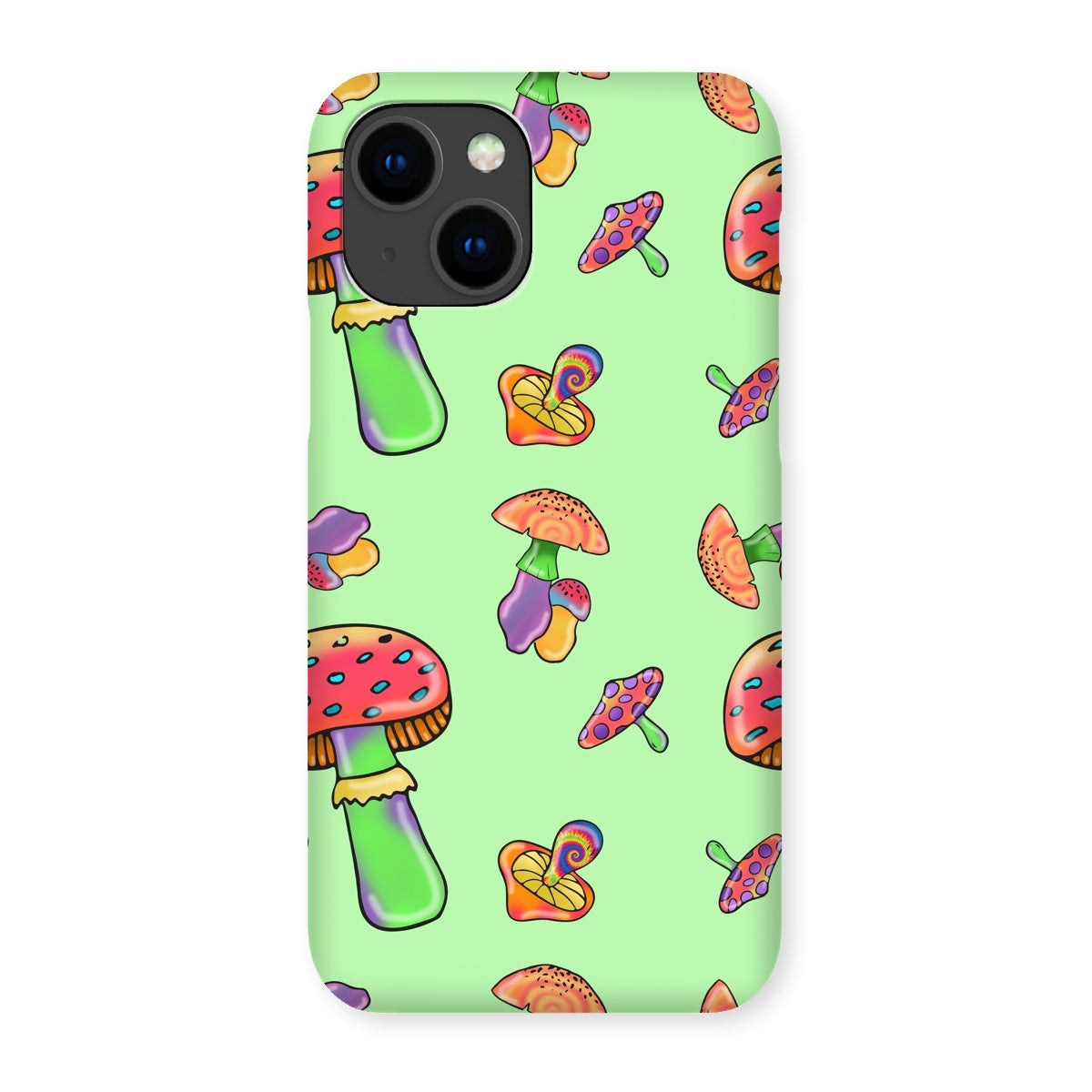 Retro Mushroom Pattern - Green Snap Phone Case