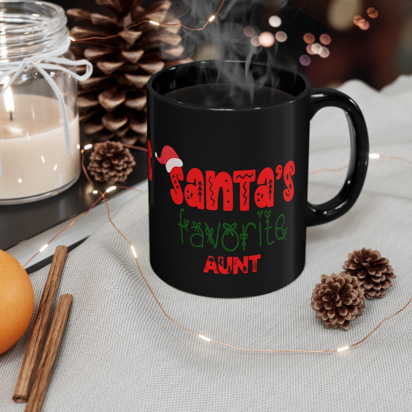 Santa's Favorite Aunt 11oz Black Mug