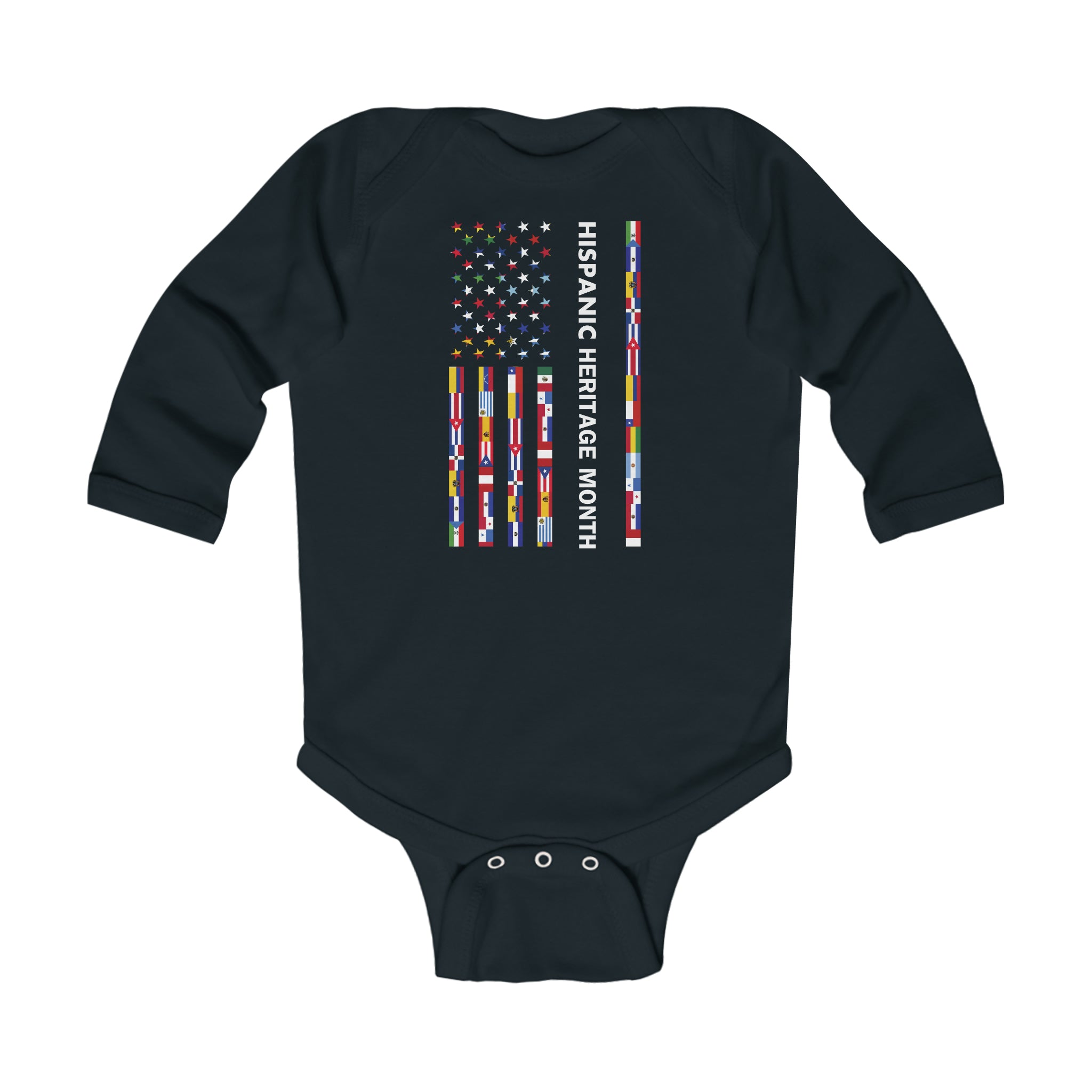 USA Flag Stripes - Hispanic Heritage Month Infant Long Sleeve Bodysuit