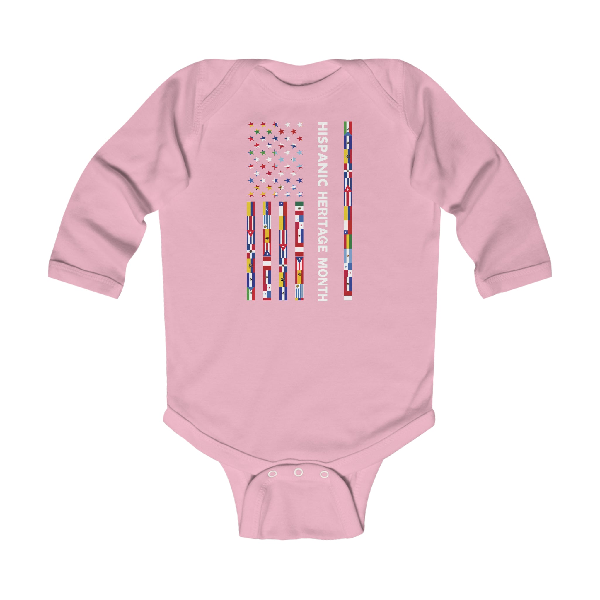 USA Flag Stripes - Hispanic Heritage Month Infant Long Sleeve Bodysuit