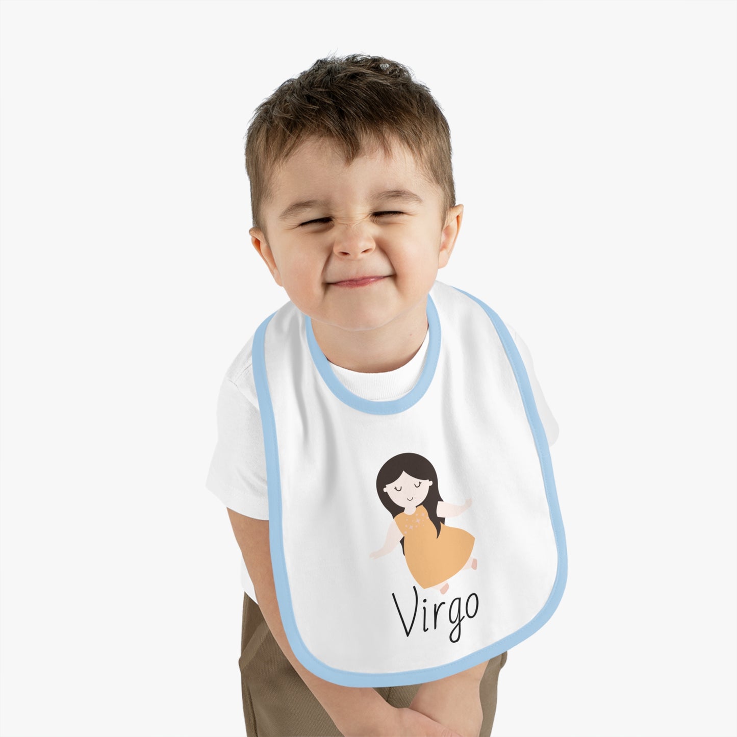 Virgo Bib, Virgo Baby Bib, Zodiac Sign Bib, Baby Contrast Trim Jersey Bib