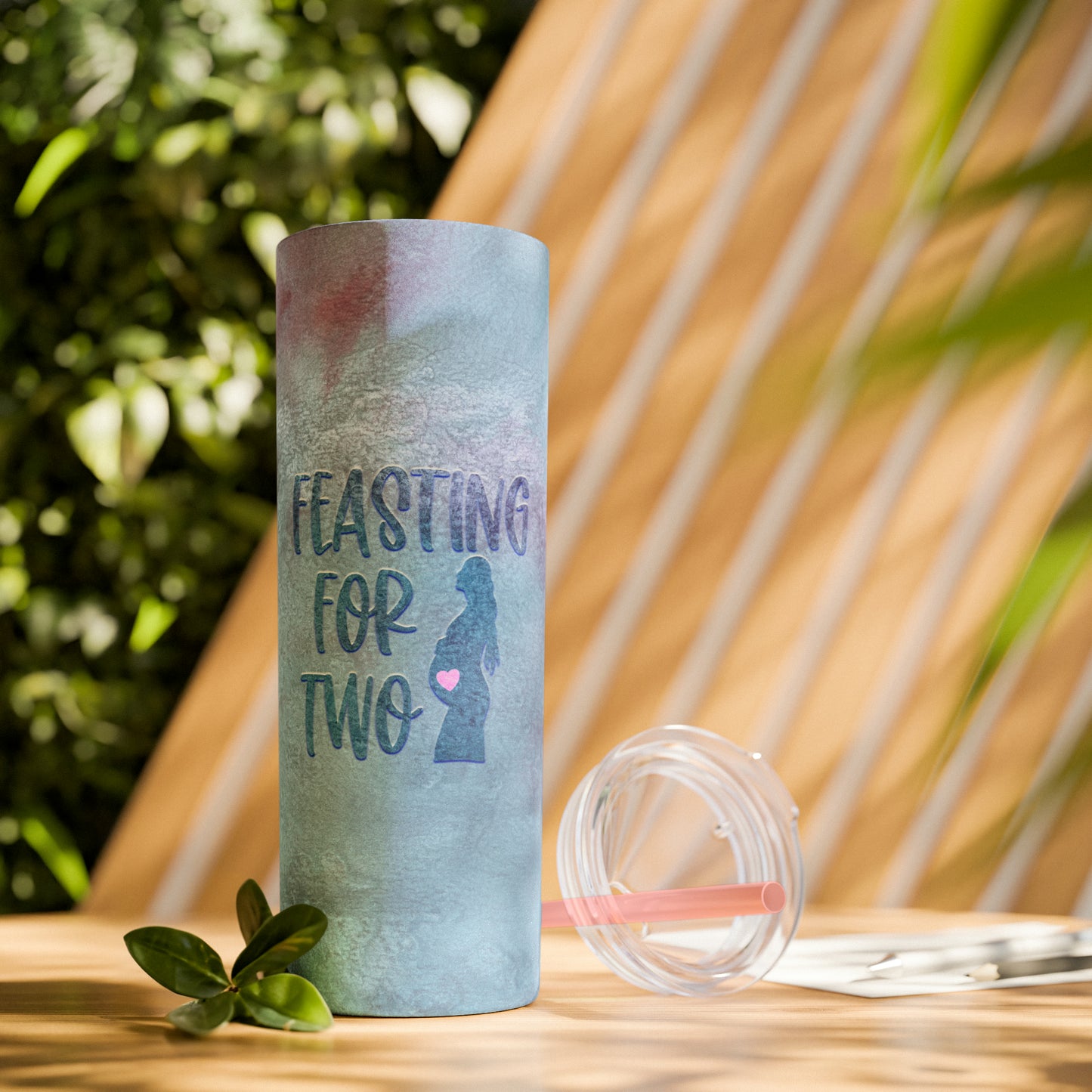 Feasting For Two Skinny Tumbler with Straw, 20oz