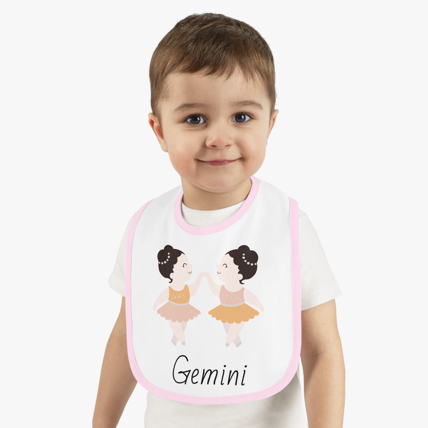 Gemini Bib, Gemini Baby Bib, Zodiac Sign Bib, Baby Contrast Trim Jersey Bib