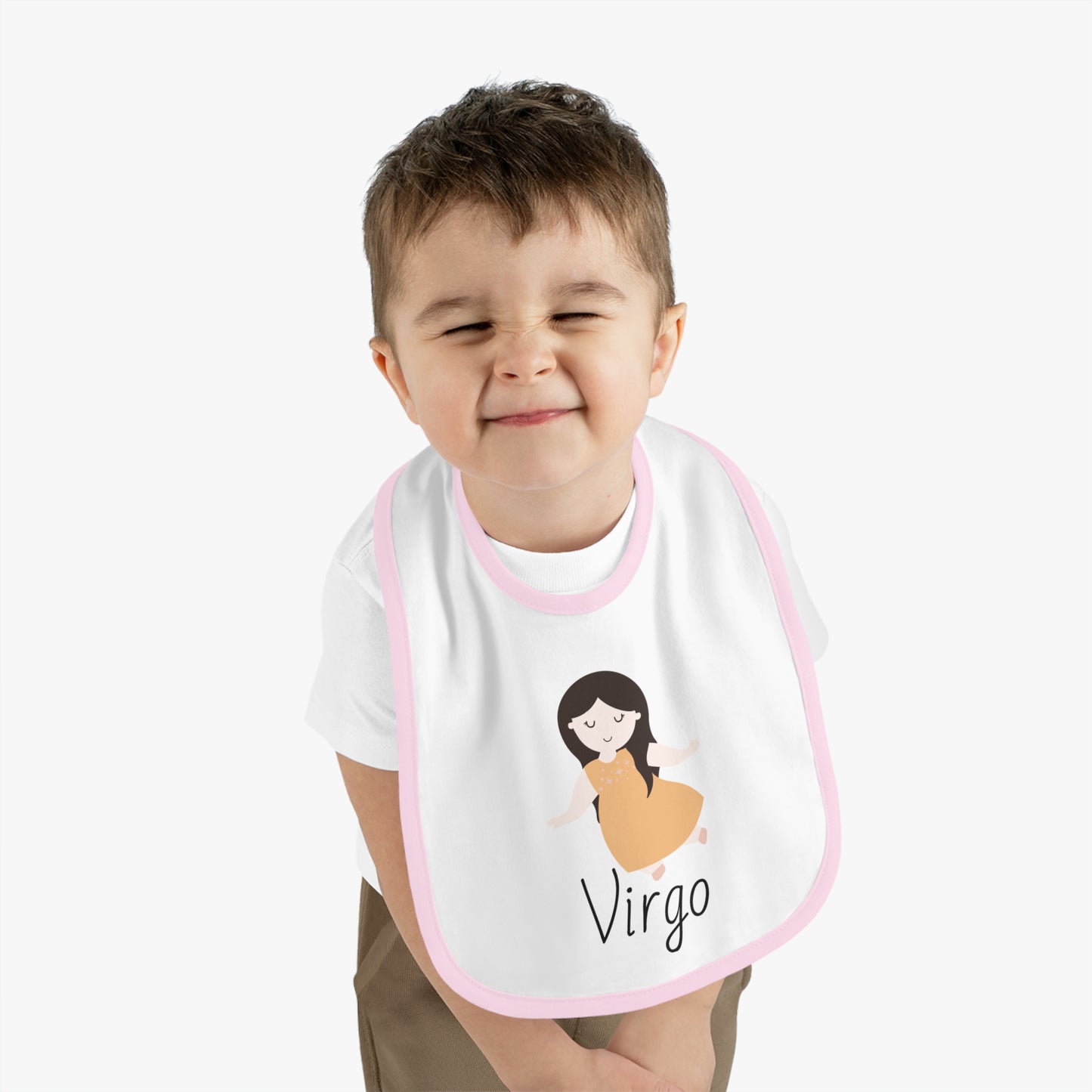 Virgo Bib, Virgo Baby Bib, Zodiac Sign Bib, Baby Contrast Trim Jersey Bib