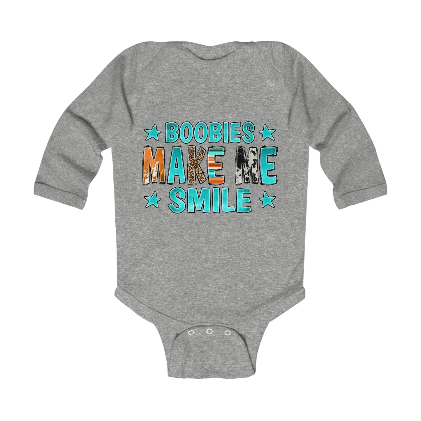 Boobies Make Me Smile Bodysuit, Infant Long Sleeve Onesie