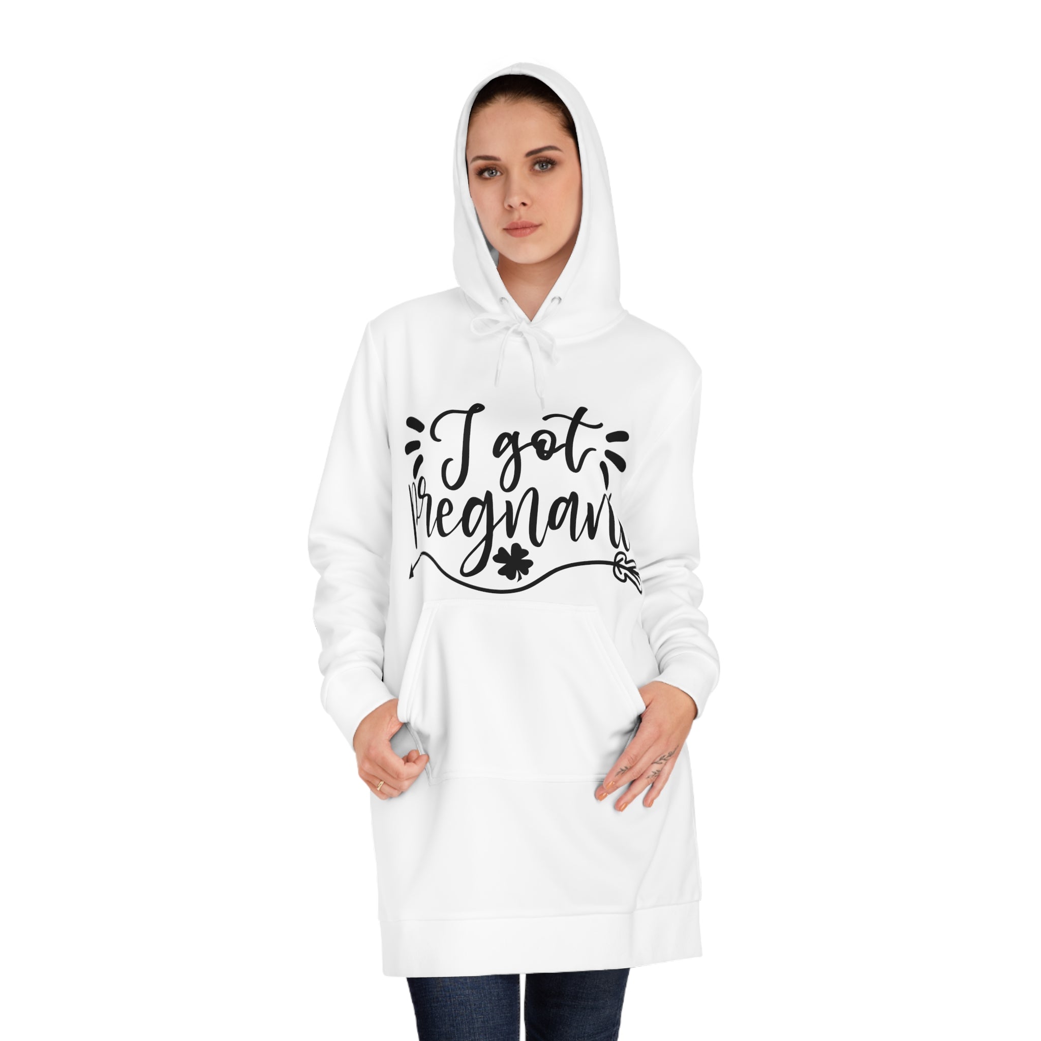 I Got Pregnant Pregnant  Women's Hoodie Dress (AOP)