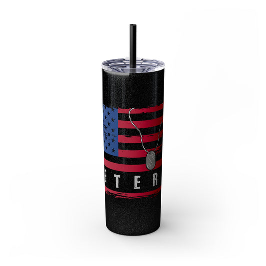 Veteran Skinny Tumbler with Straw, 20oz