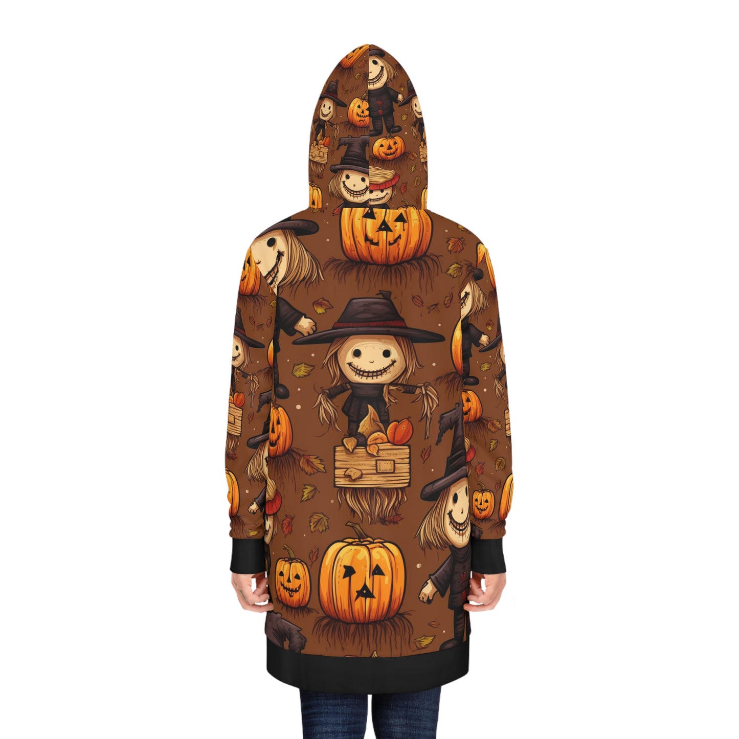 Halloween Pumpkins & Scarcrows Women's Hoodie Dress (AOP)