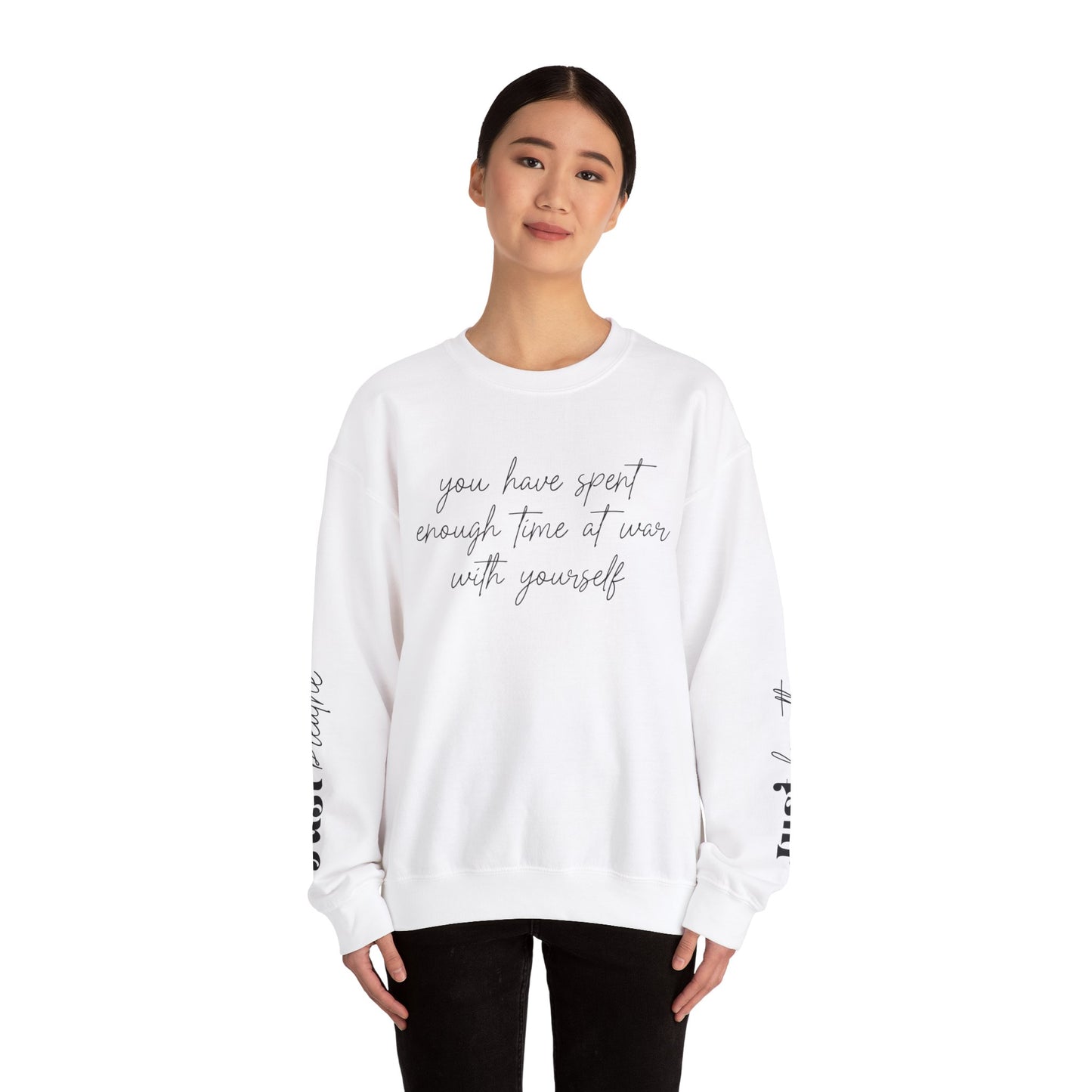 You Have Spent Enough Time At War With Yourself, Just Breathe, Unisex Heavy Blend™ Crewneck Sweatshirt