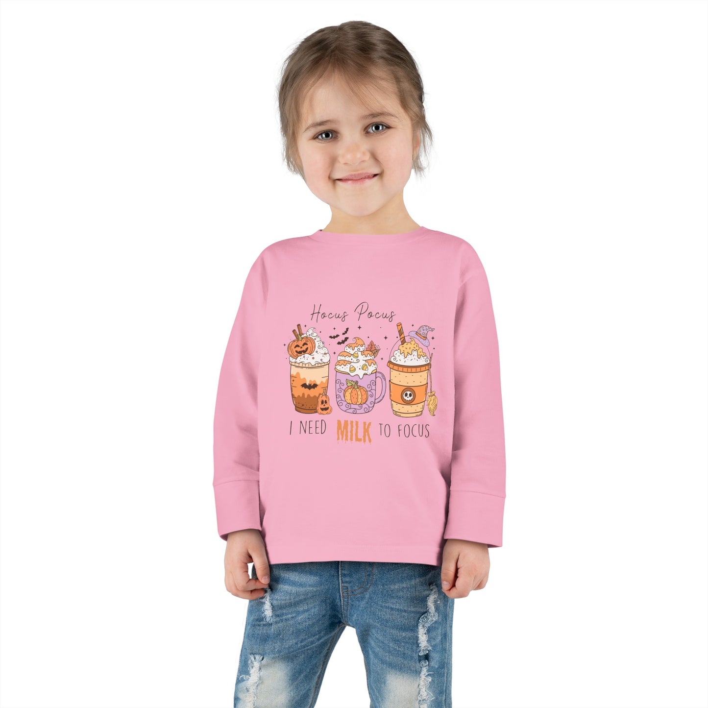 Hocus Pocus I Need Milk To Focus Toddler Long Sleeve Tee