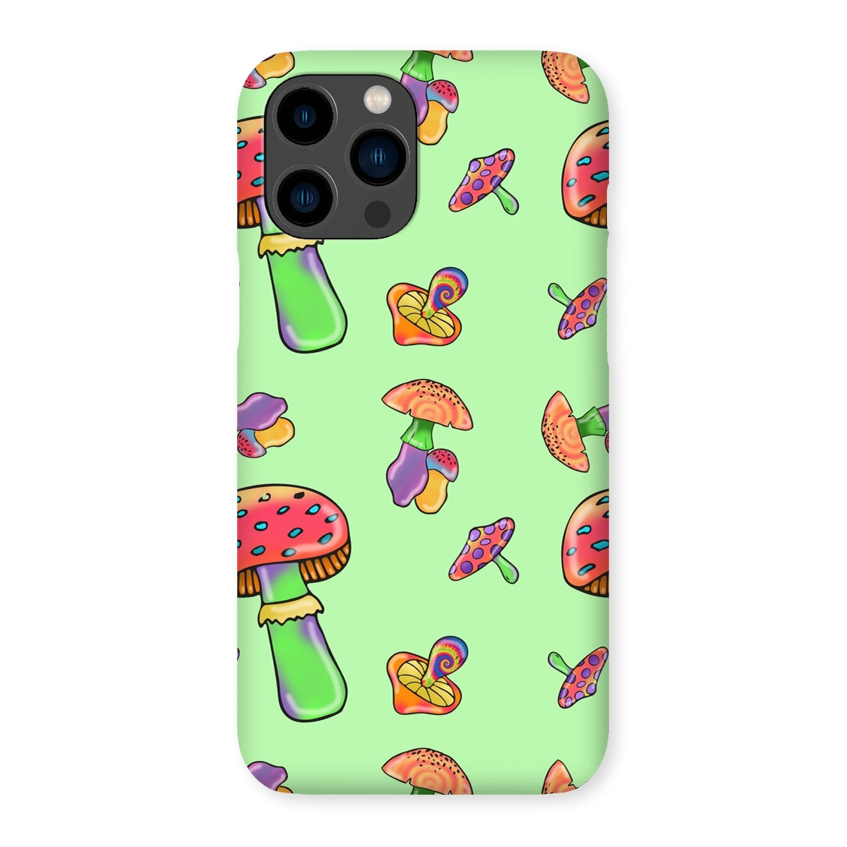 Retro Mushroom Pattern - Green Snap Phone Case