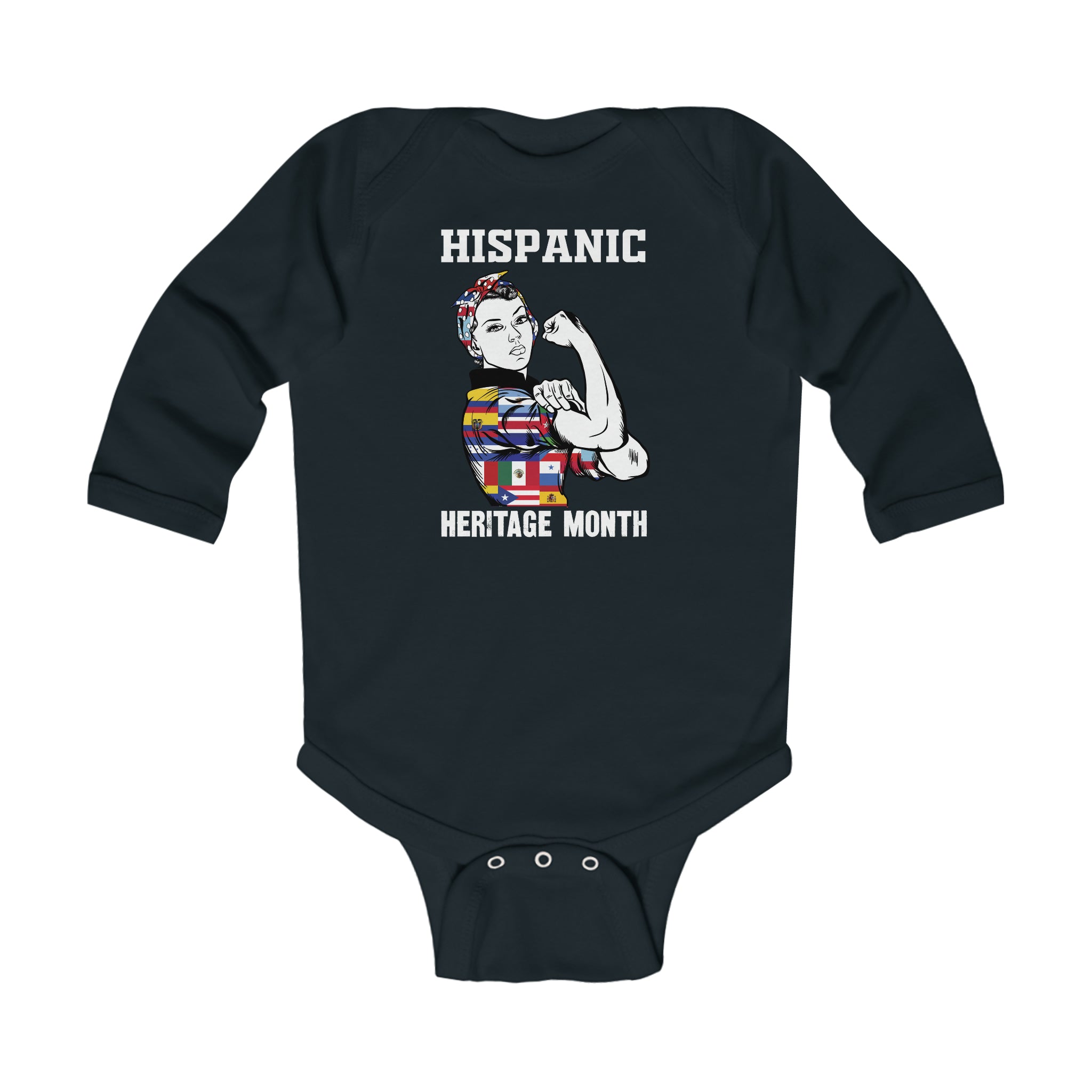 Muscle Strong Woman - Hispanic Heritage Month Infant Long Sleeve Bodysuit