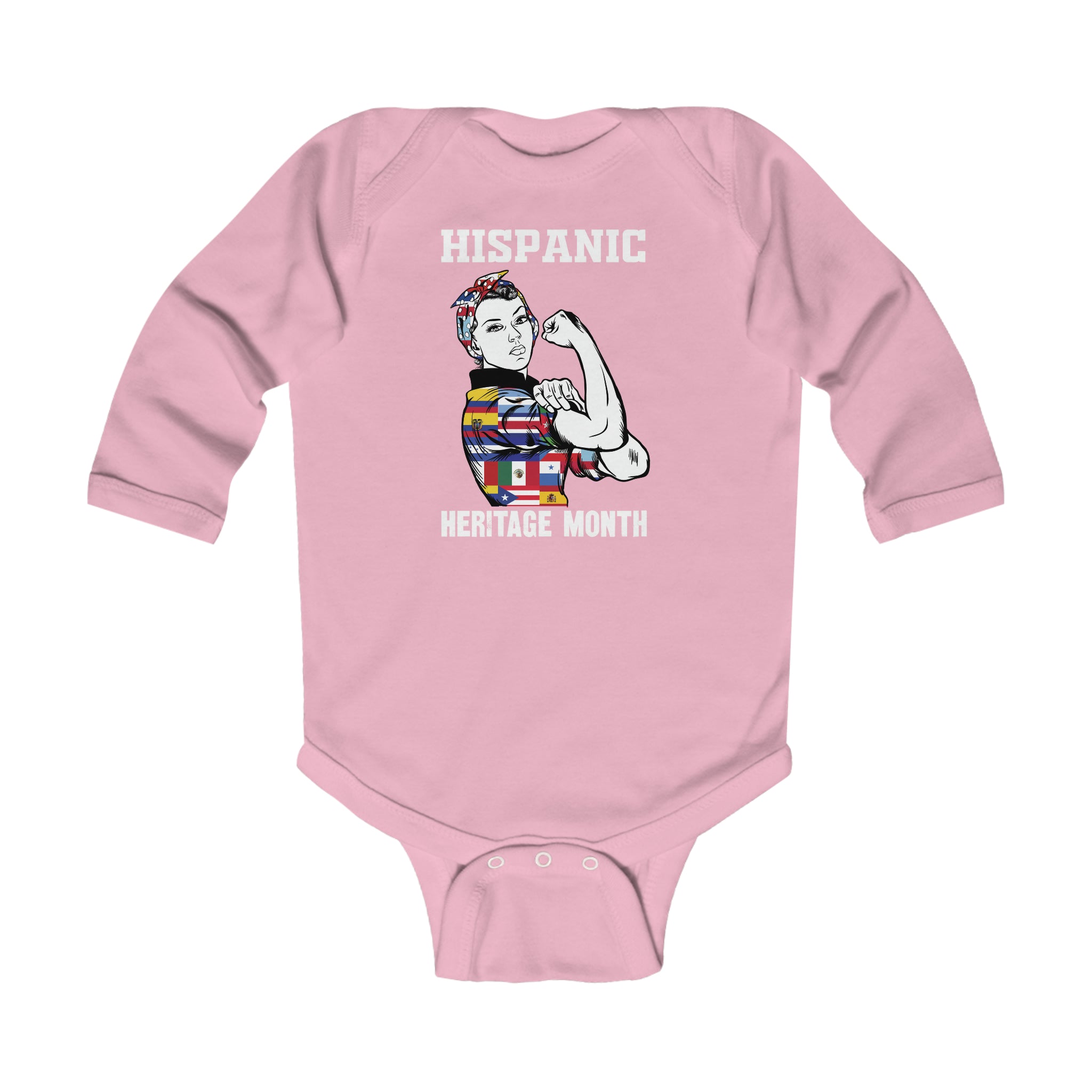 Muscle Strong Woman - Hispanic Heritage Month Infant Long Sleeve Bodysuit