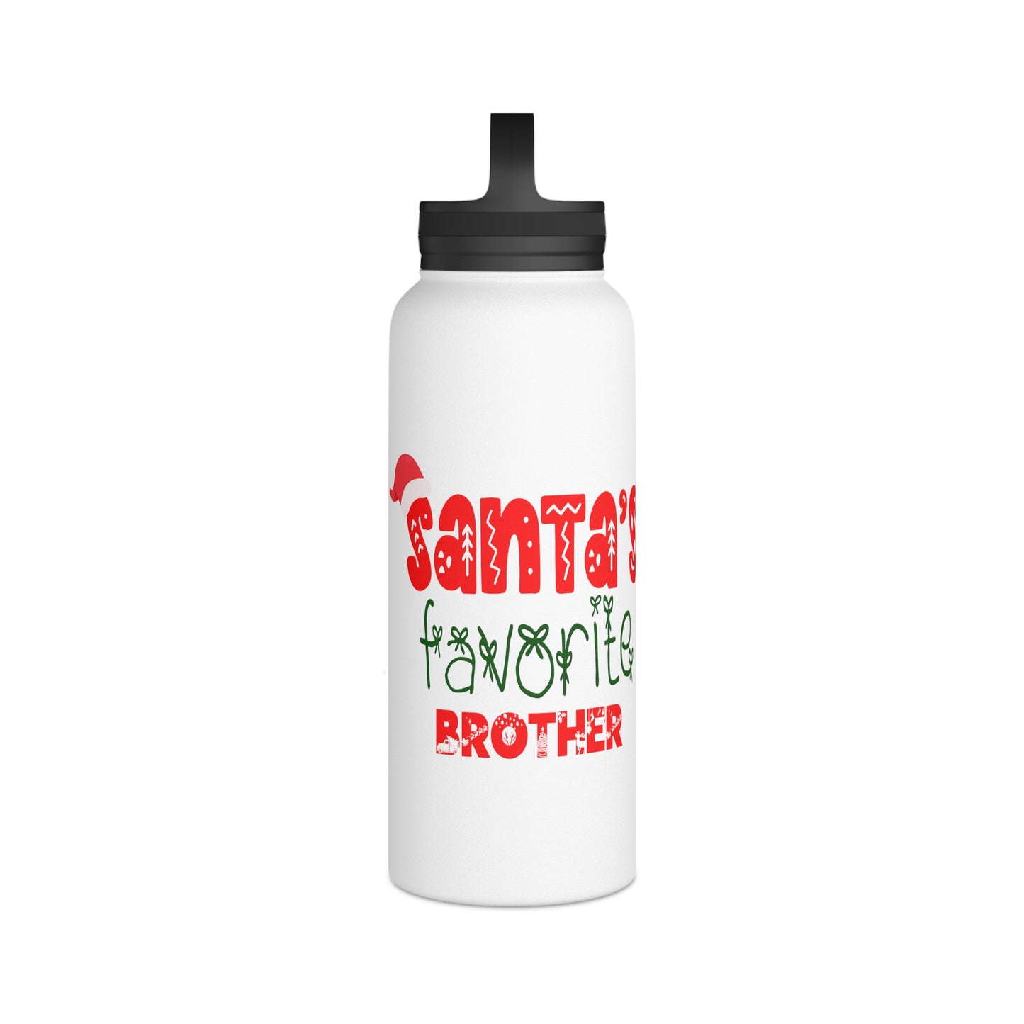 Santa's Favorite Brother Stainless Steel Water Bottle, Handle Lid