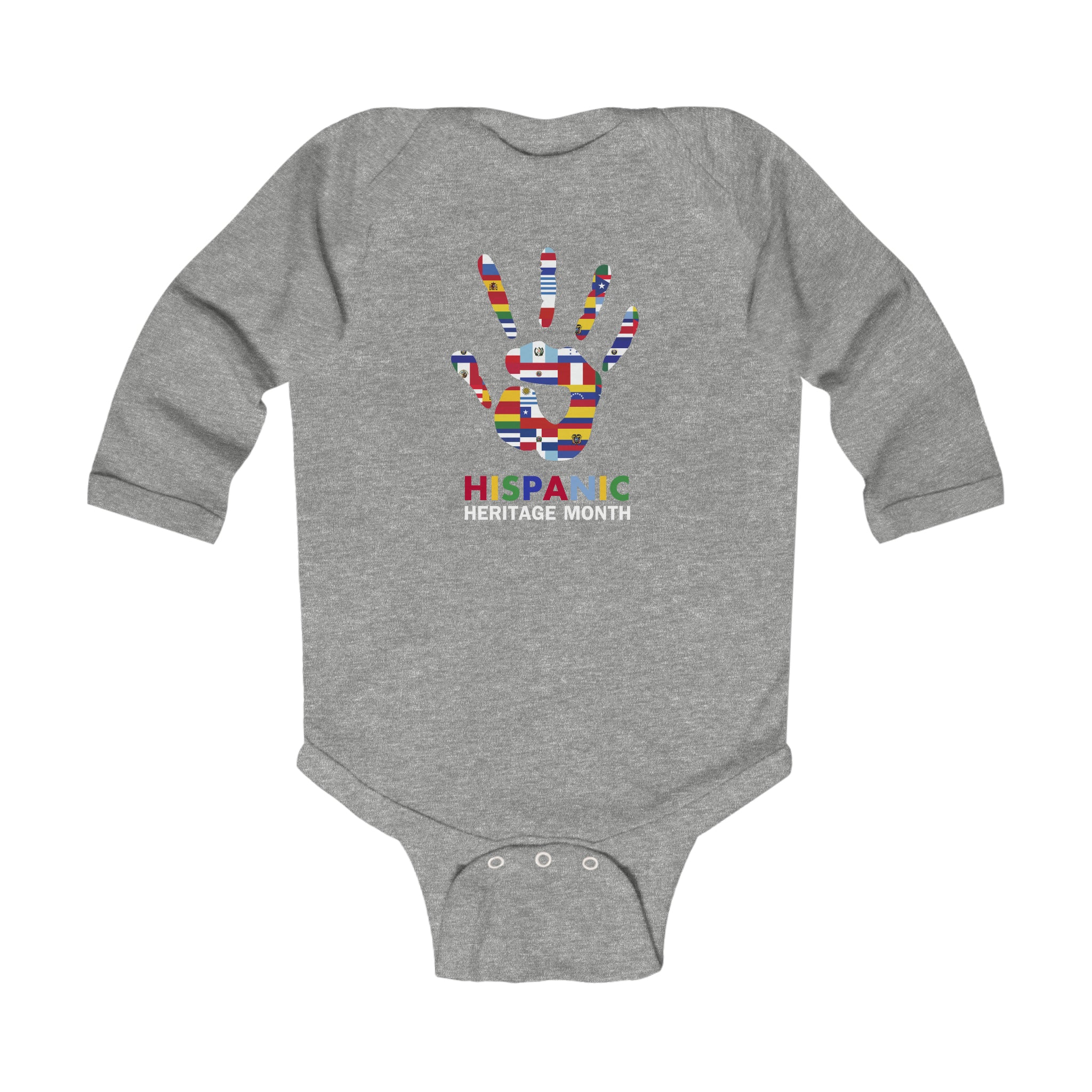 Flag Handprint - Hispanic Heritage Month Infant Long Sleeve Bodysuit