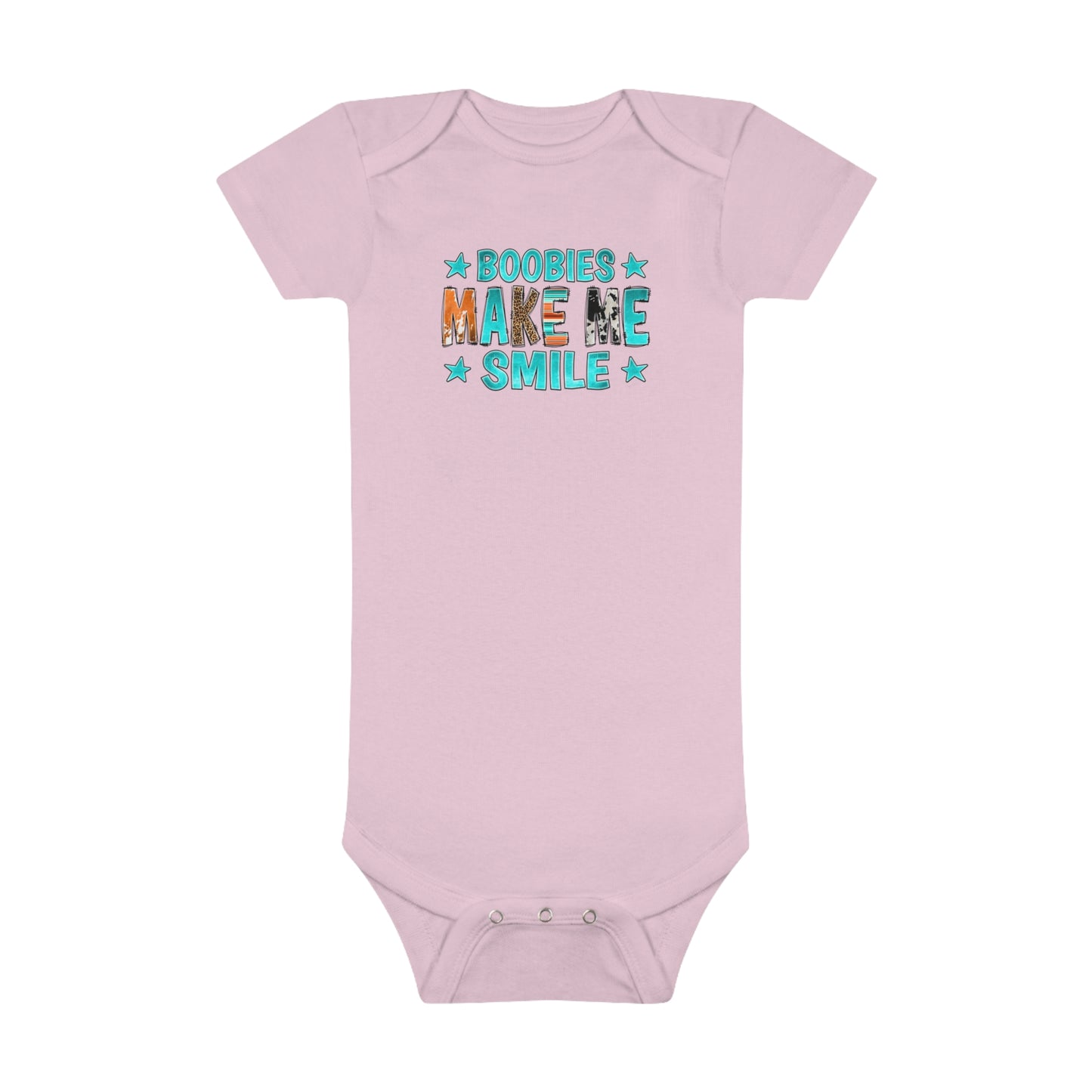 Boobies Make Me Smile Onesie, Baby Short Sleeve Jumpsuit