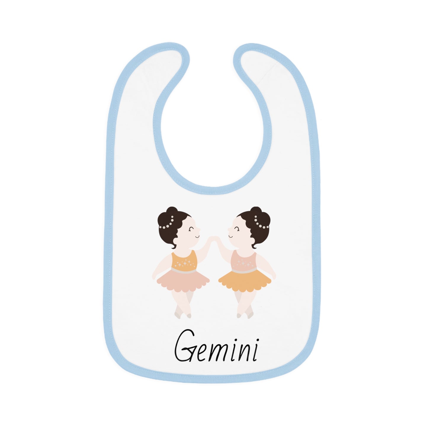 Gemini Bib, Gemini Baby Bib, Zodiac Sign Bib, Baby Contrast Trim Jersey Bib