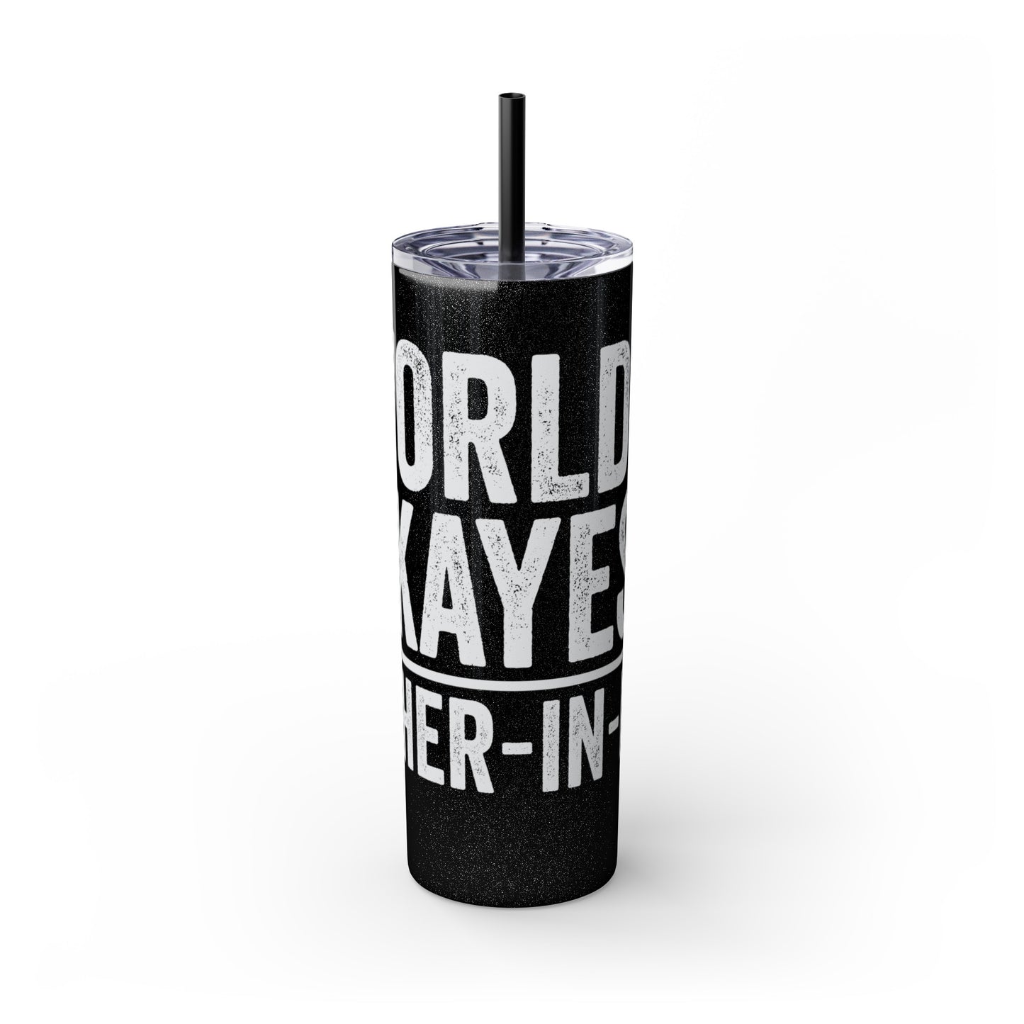 World's  Okayest Father-In-Law Skinny Tumbler with Straw, 20oz