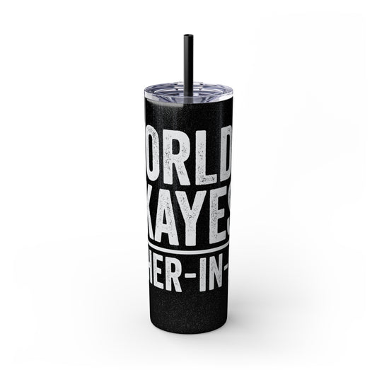 World's  Okayest Father-In-Law Skinny Tumbler with Straw, 20oz