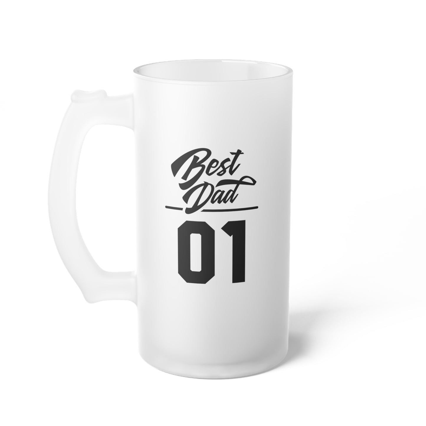 Best Dad 01, Best Dad Beer Mug, Number 1 Dad Mug, Frosted Glass Beer Mug