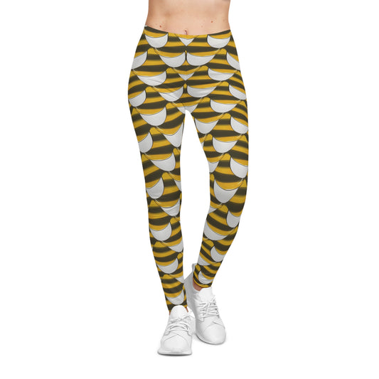 Yellow & Black Pattern Women's Casual Leggings