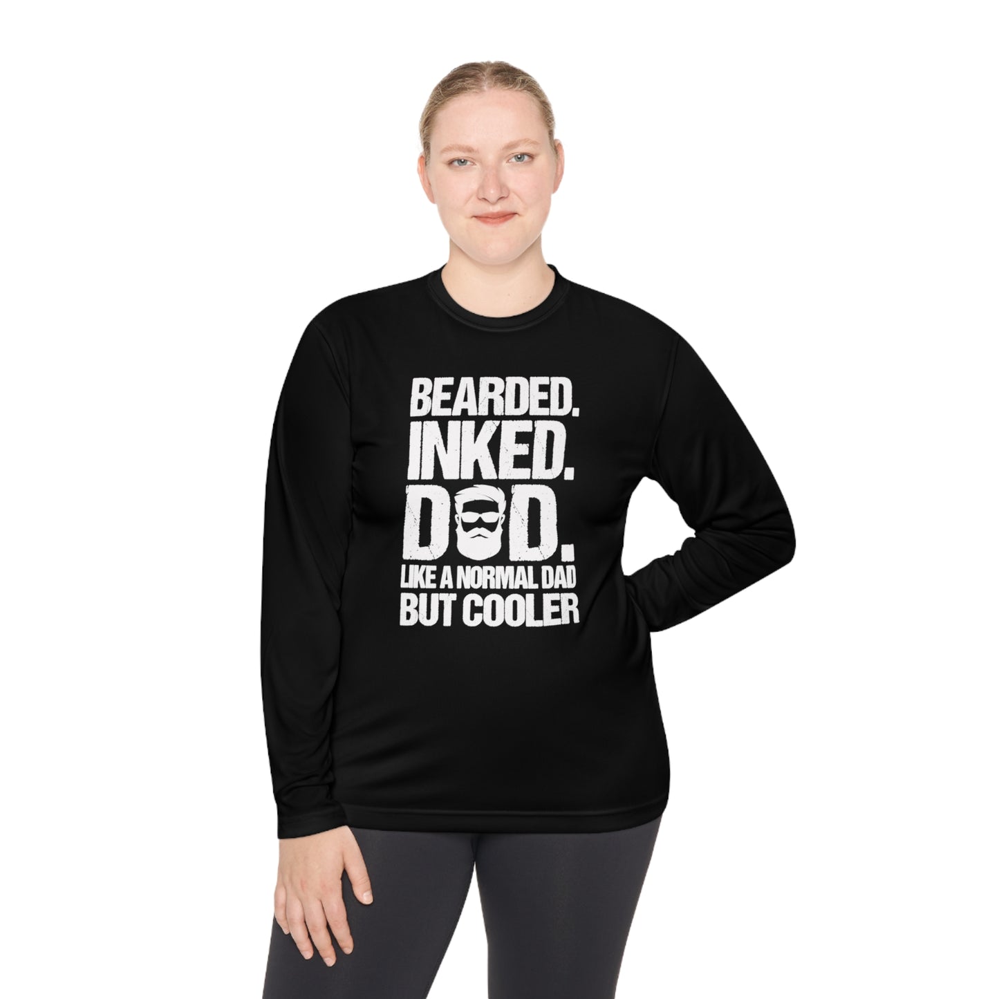 Bearded, Inked, Dad, Like a Normal Dad Just Cooler, Bearded Inked Dad Tee, Dad Tee, Unisex Lightweight Long Sleeve Tee