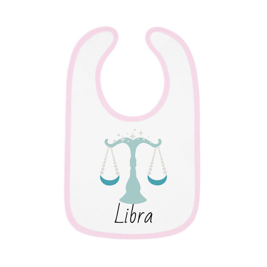 Libra Bib, Libra Baby Bib, Zodiac Sign Bib, Baby Contrast Trim Jersey Bib