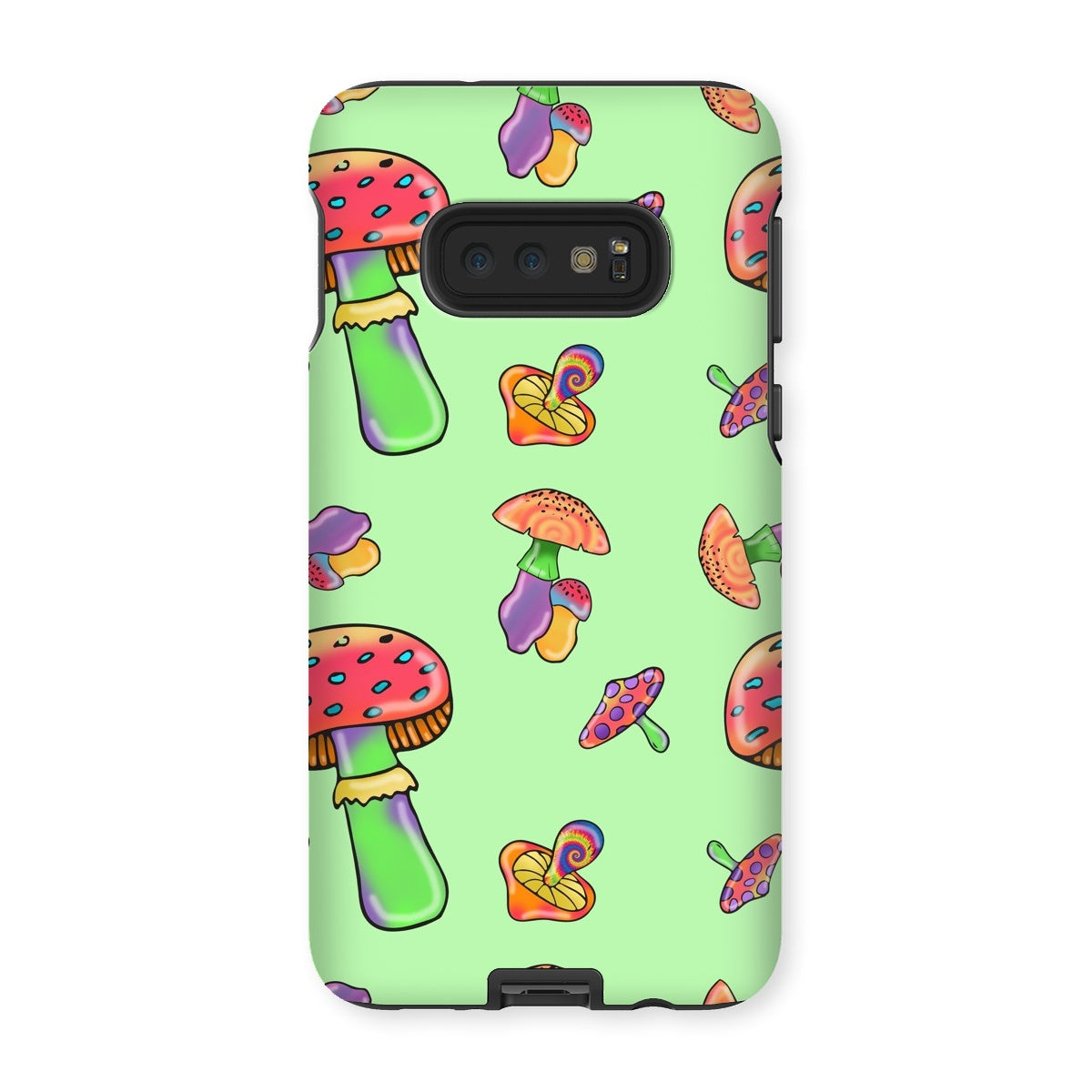 Retro Mushroom Pattern - Green Tough Phone Case