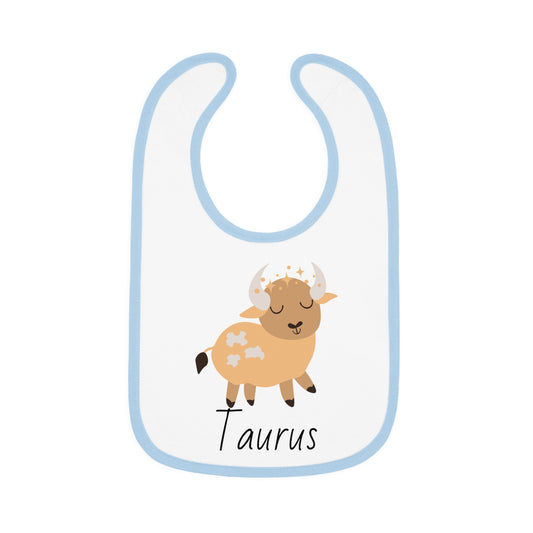 Taurus Bib, Taurus Baby Bib, Zodiac Sign Bib, Baby Contrast Trim Jersey Bib