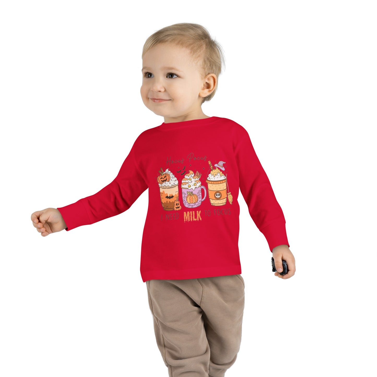 Hocus Pocus I Need Milk To Focus Toddler Long Sleeve Tee