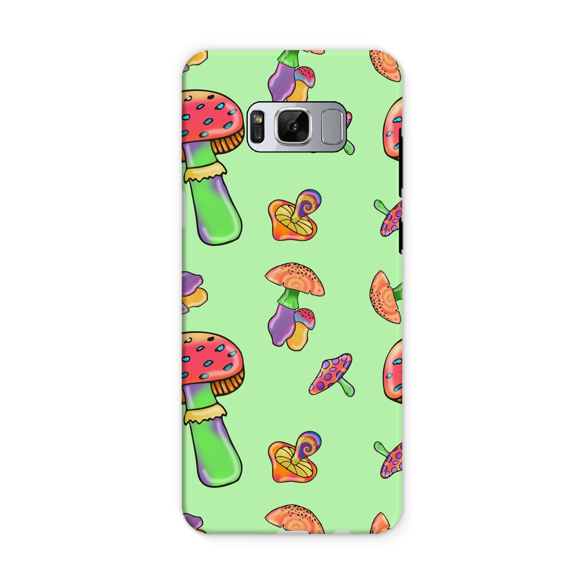 Retro Mushroom Pattern - Green Tough Phone Case