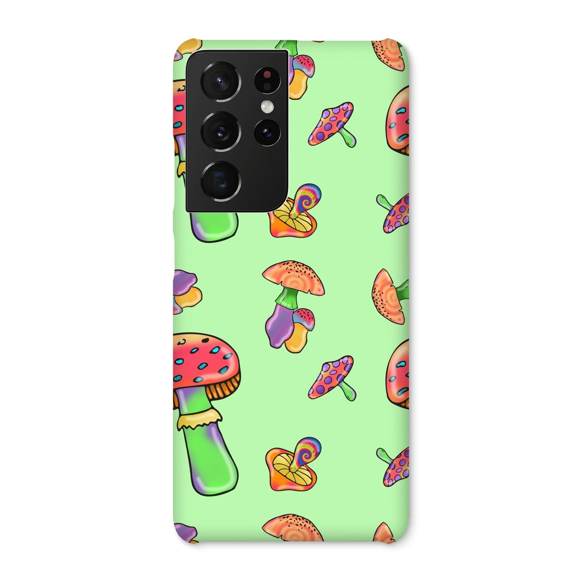 Retro Mushroom Pattern - Green Snap Phone Case