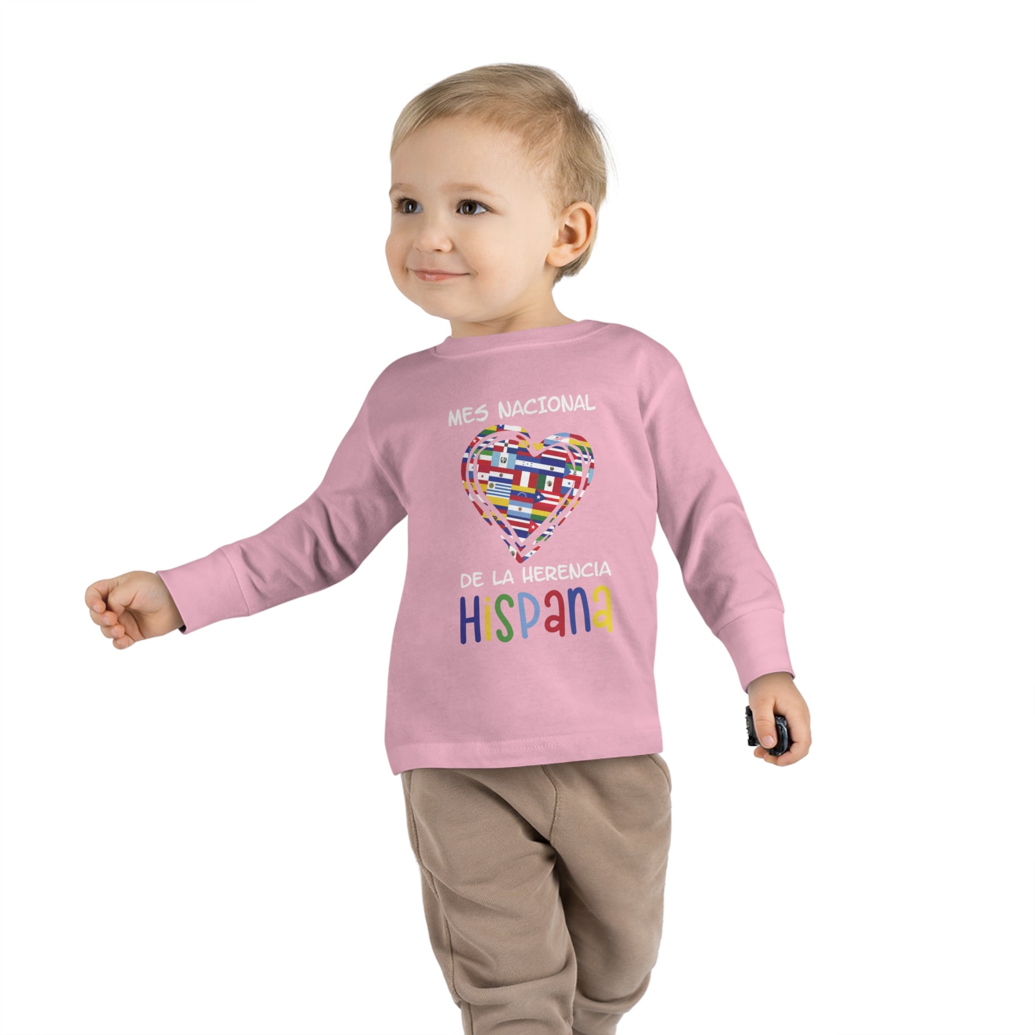 Mes Nacional Heart - Hispanic Heritage Month Toddler Long Sleeve Tee