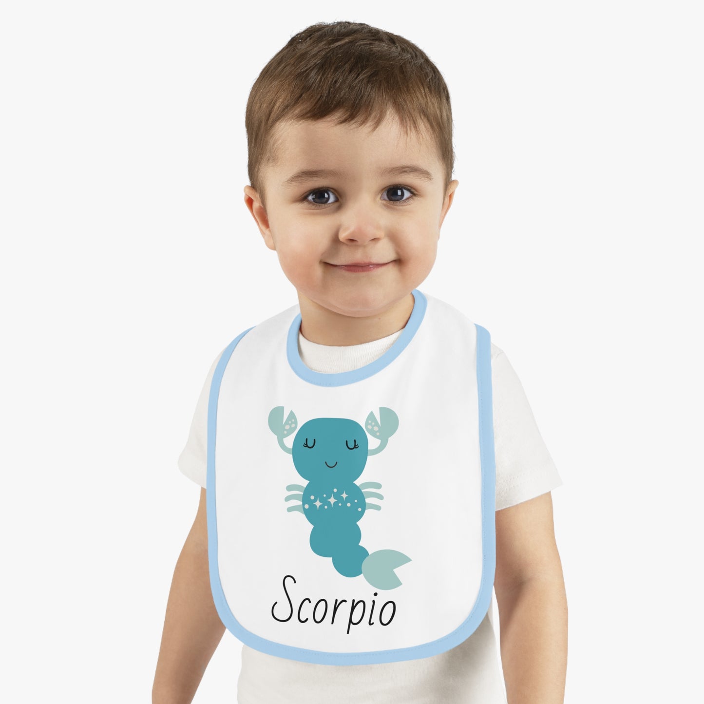 Scorpio Bib, Scorpio Baby Bib, Zodiac Sign Bib, Baby Contrast Trim Jersey Bib