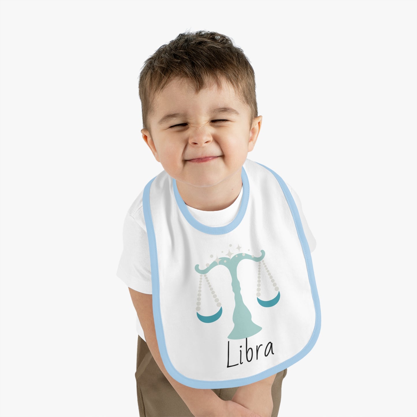 Libra Bib, Libra Baby Bib, Zodiac Sign Bib, Baby Contrast Trim Jersey Bib