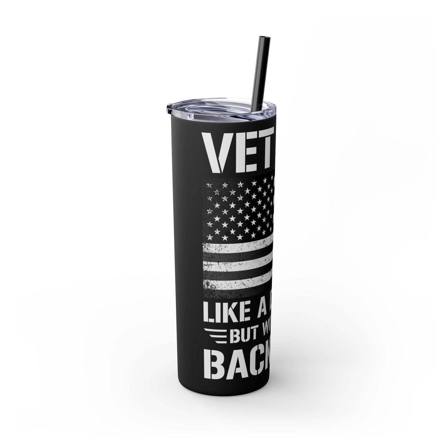 Vet Bod Like a Dad Bod But With More Back Pain Skinny Tumbler with Straw, 20oz