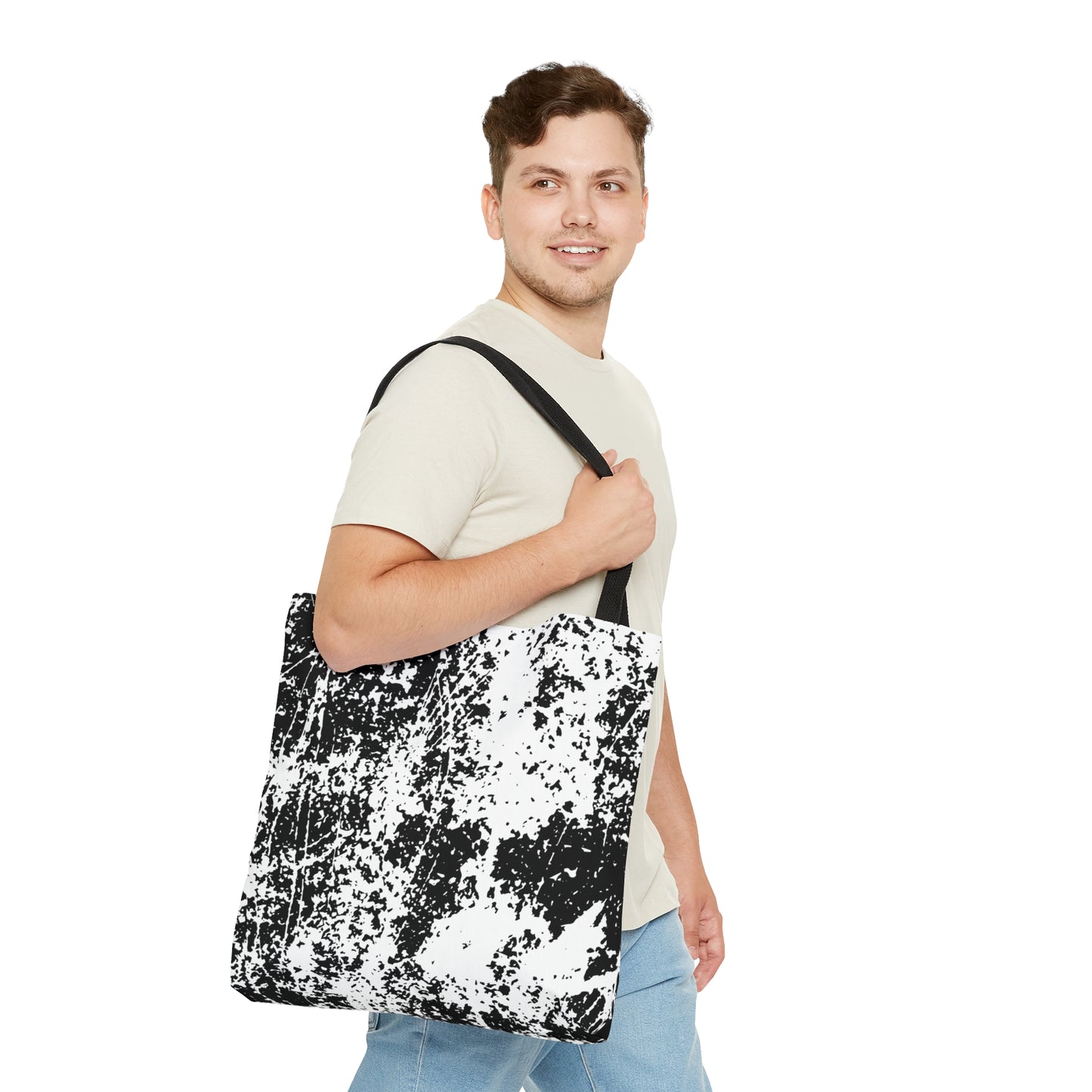 Distressed Black & WhiteTote Bag (AOP)