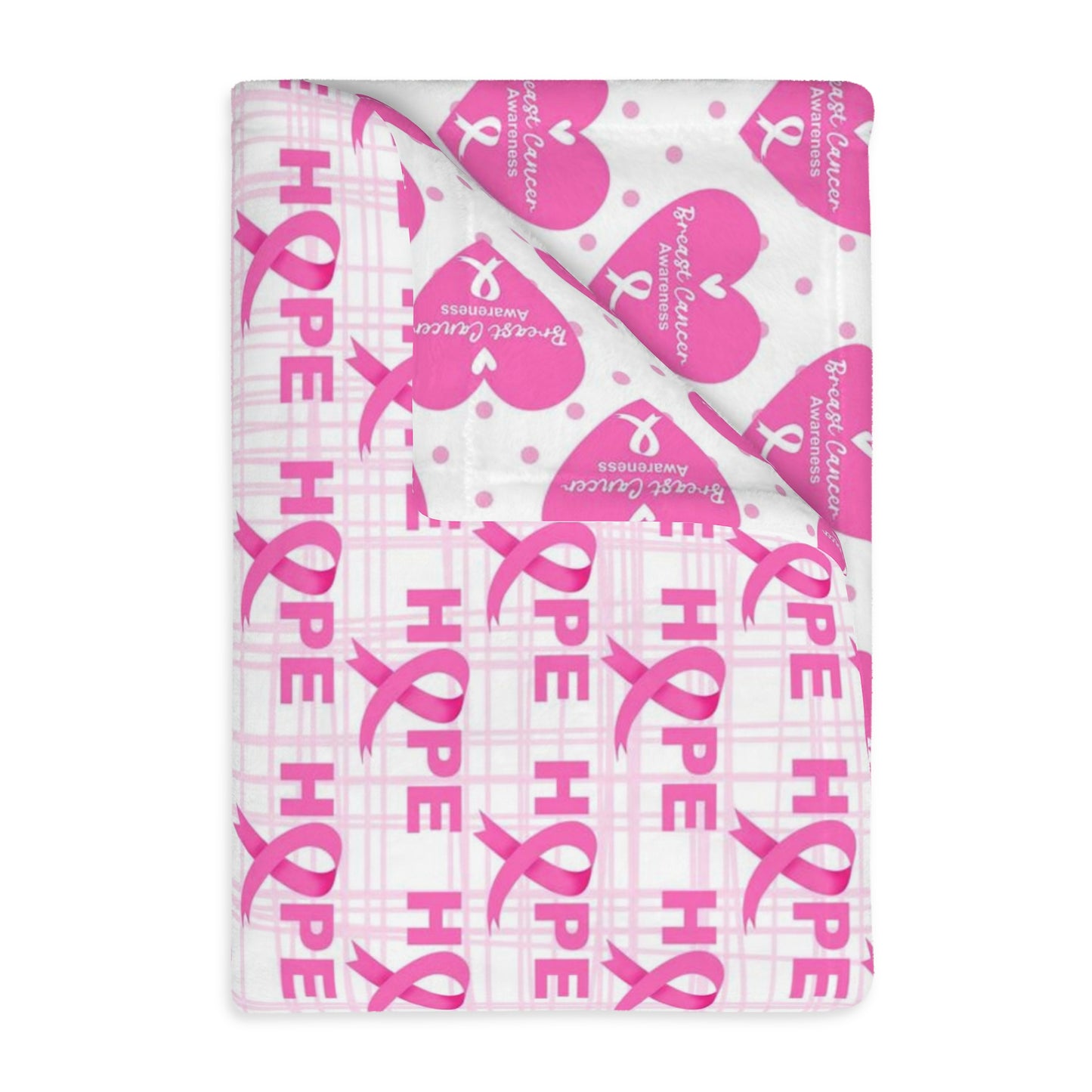 Breast Cancer Awareness, BCA Blanket, Breat Cancer Blanket, Velveteen Microfiber Blanket (Two-sided print)