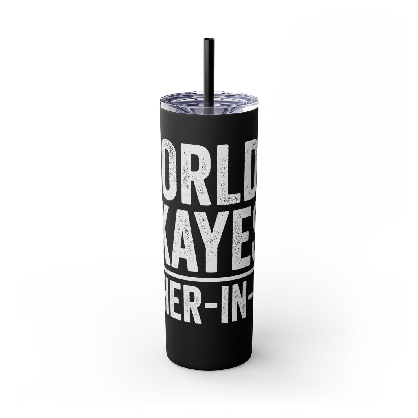 World's  Okayest Father-In-Law Skinny Tumbler with Straw, 20oz