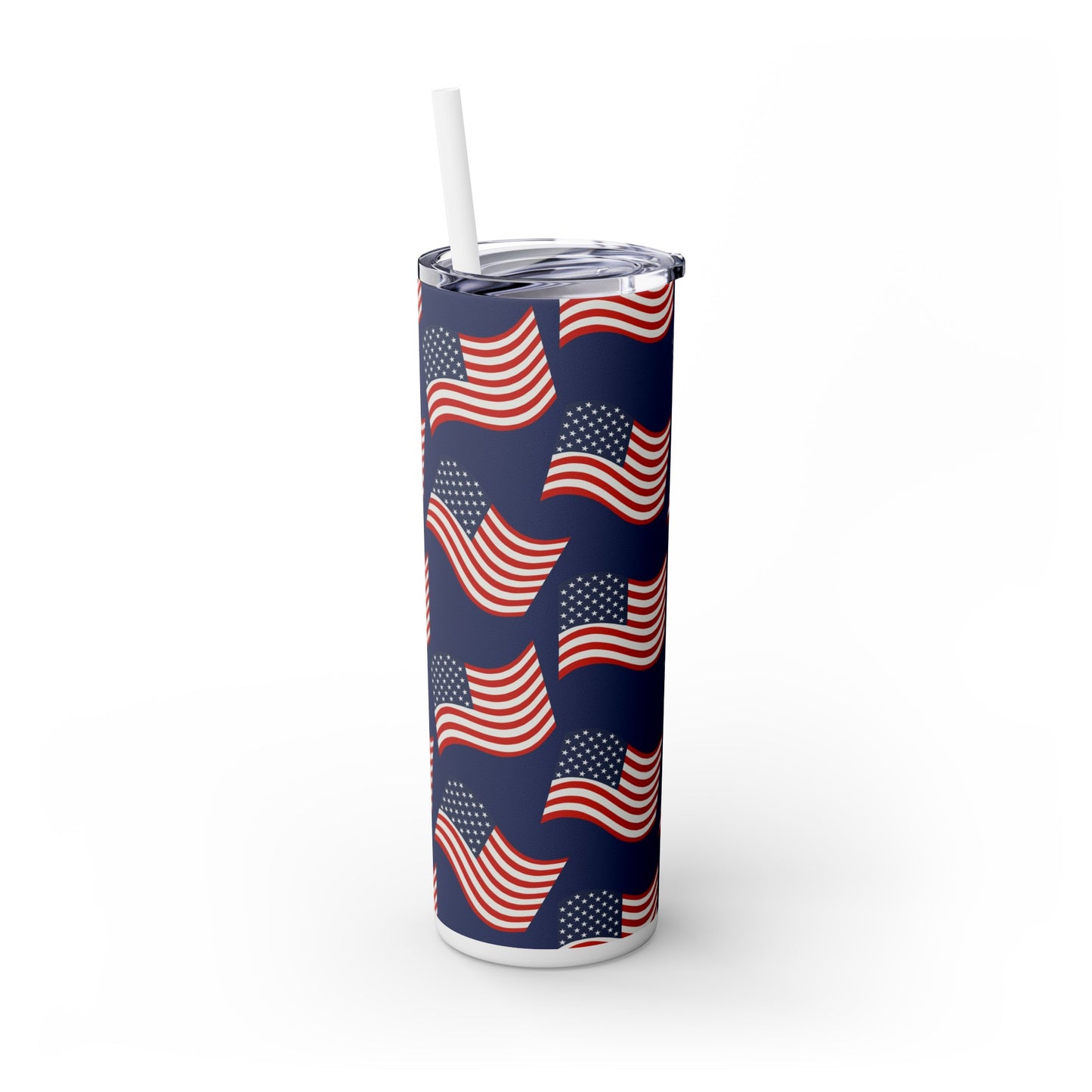 American Flags Skinny Tumbler with Straw, 20oz