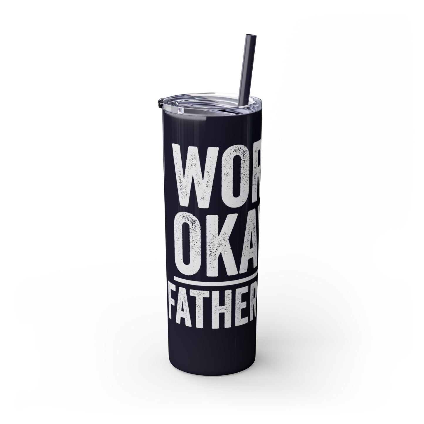 World's  Okayest Father-In-Law Skinny Tumbler with Straw, 20oz