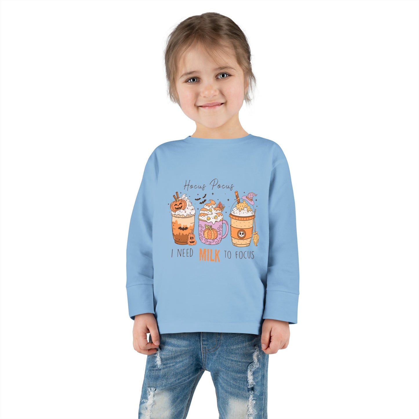 Hocus Pocus I Need Milk To Focus Toddler Long Sleeve Tee