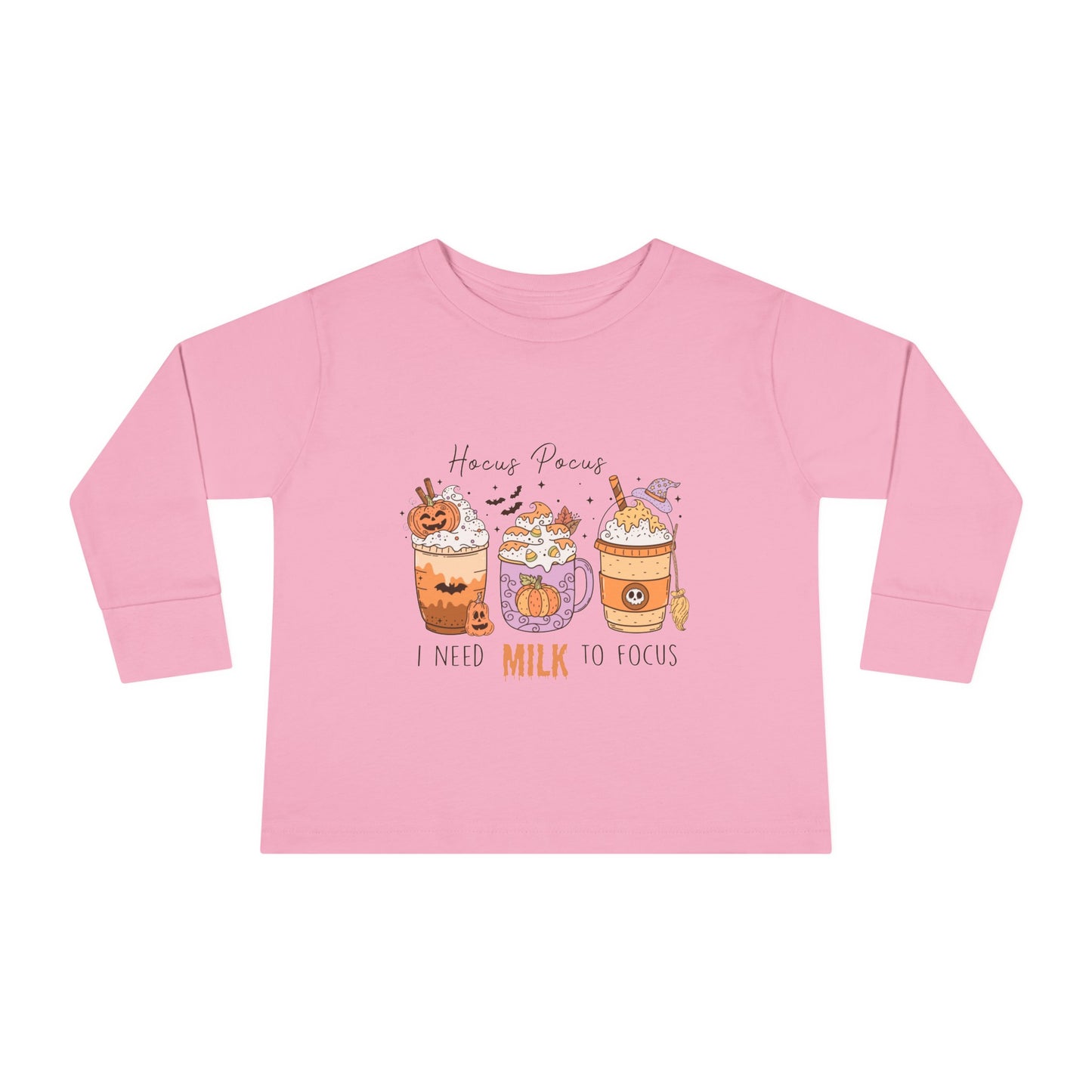 Hocus Pocus I Need Milk To Focus Toddler Long Sleeve Tee