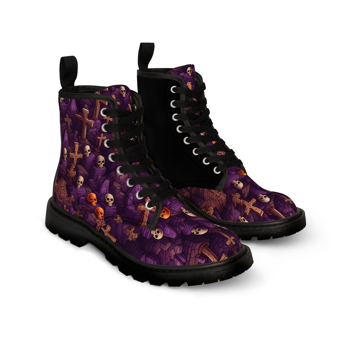 Skulls & Crosses Halloween Men's Canvas Boots