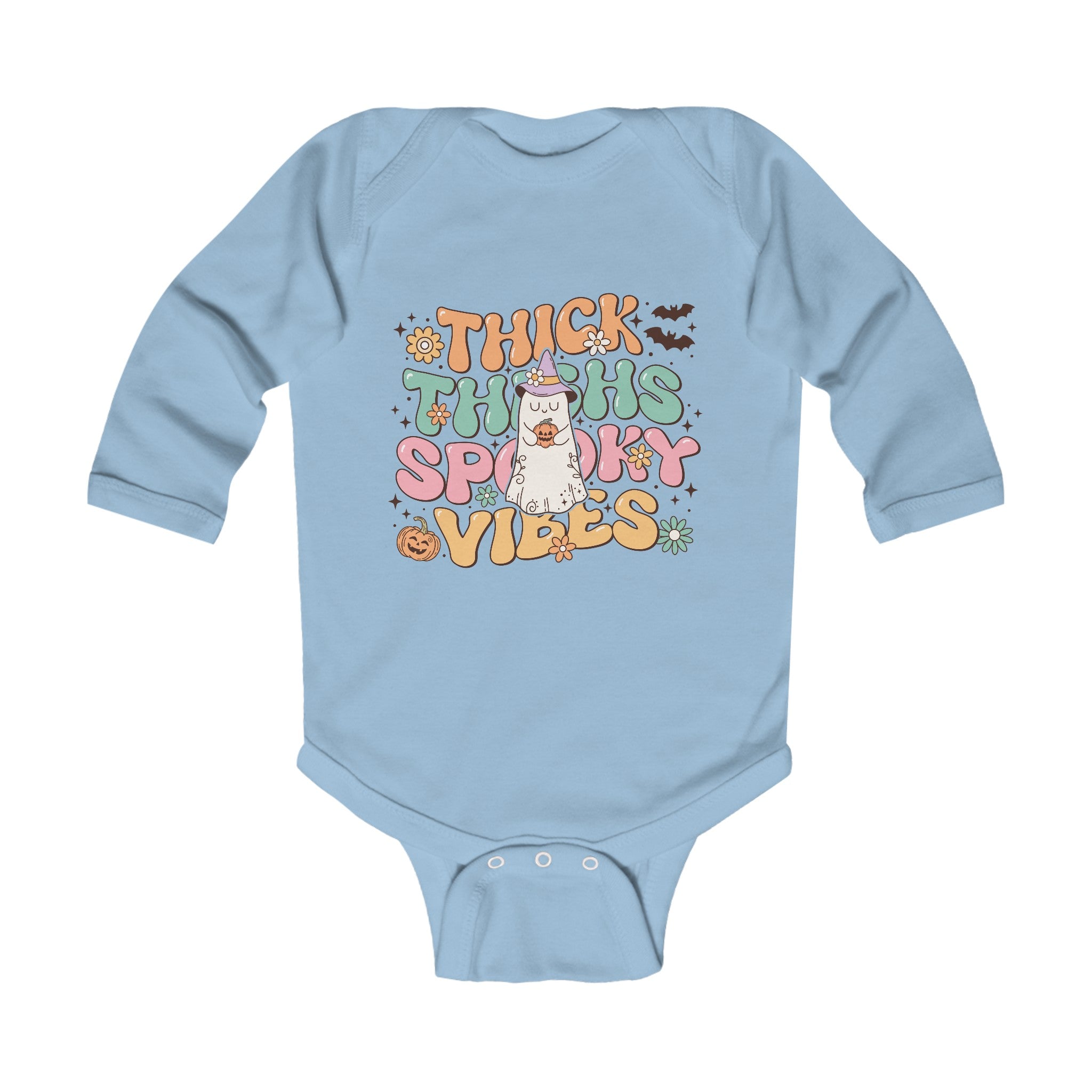 Thick Thighs Spooky Vibes Infant Long Sleeve Bodysuit