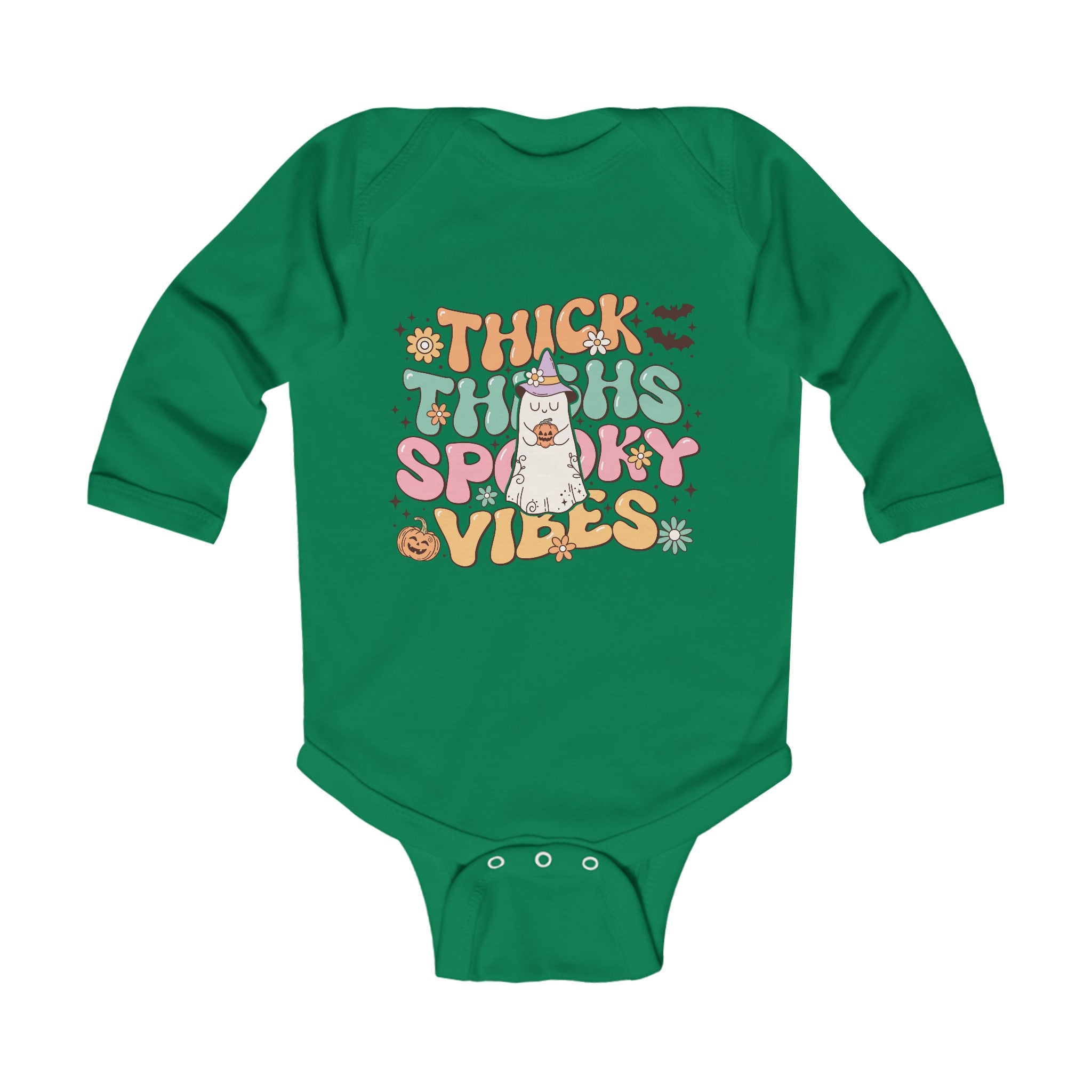 Thick Thighs Spooky Vibes Infant Long Sleeve Bodysuit